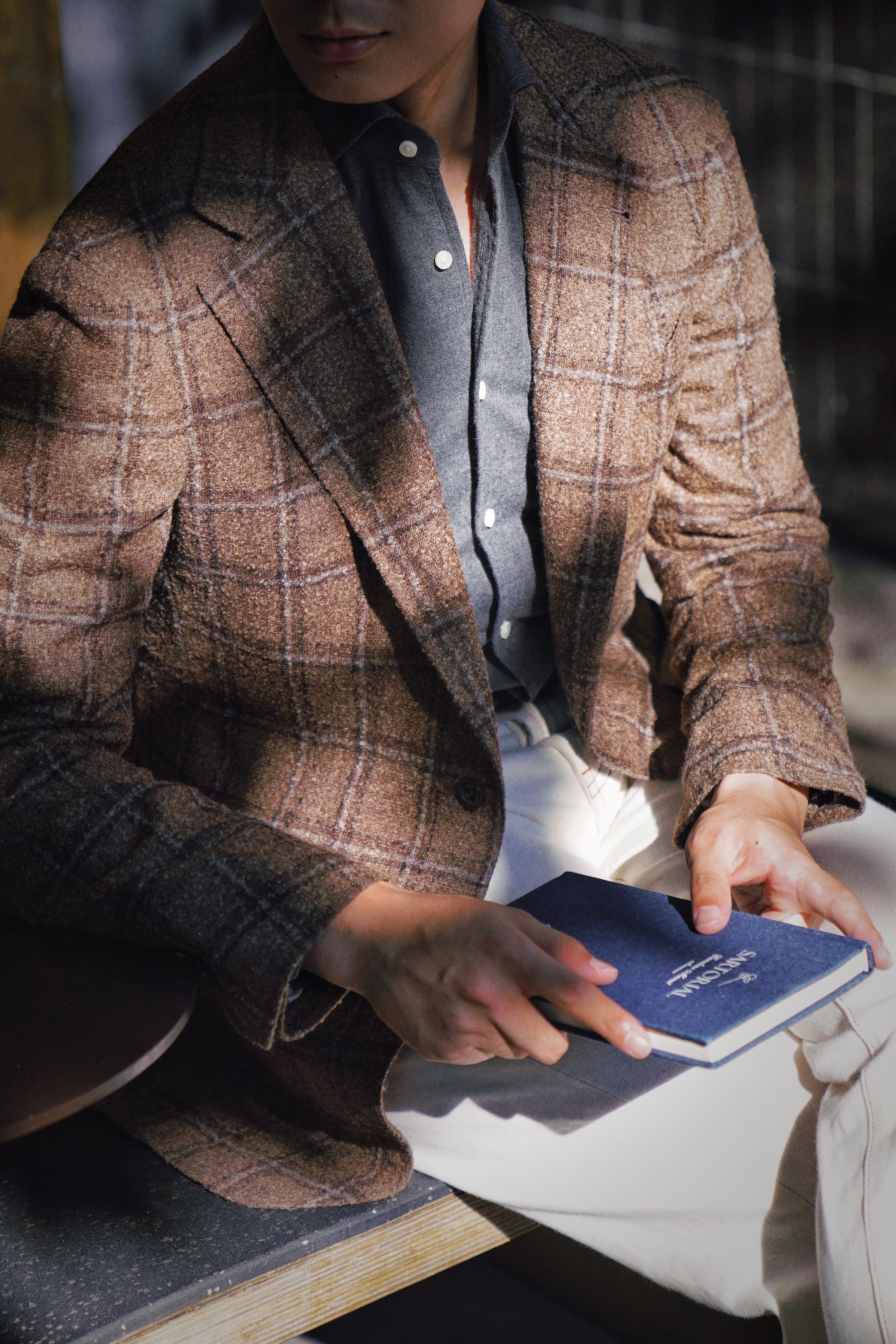 MTO Mocha Windowpane Alpaca Wool Jacket