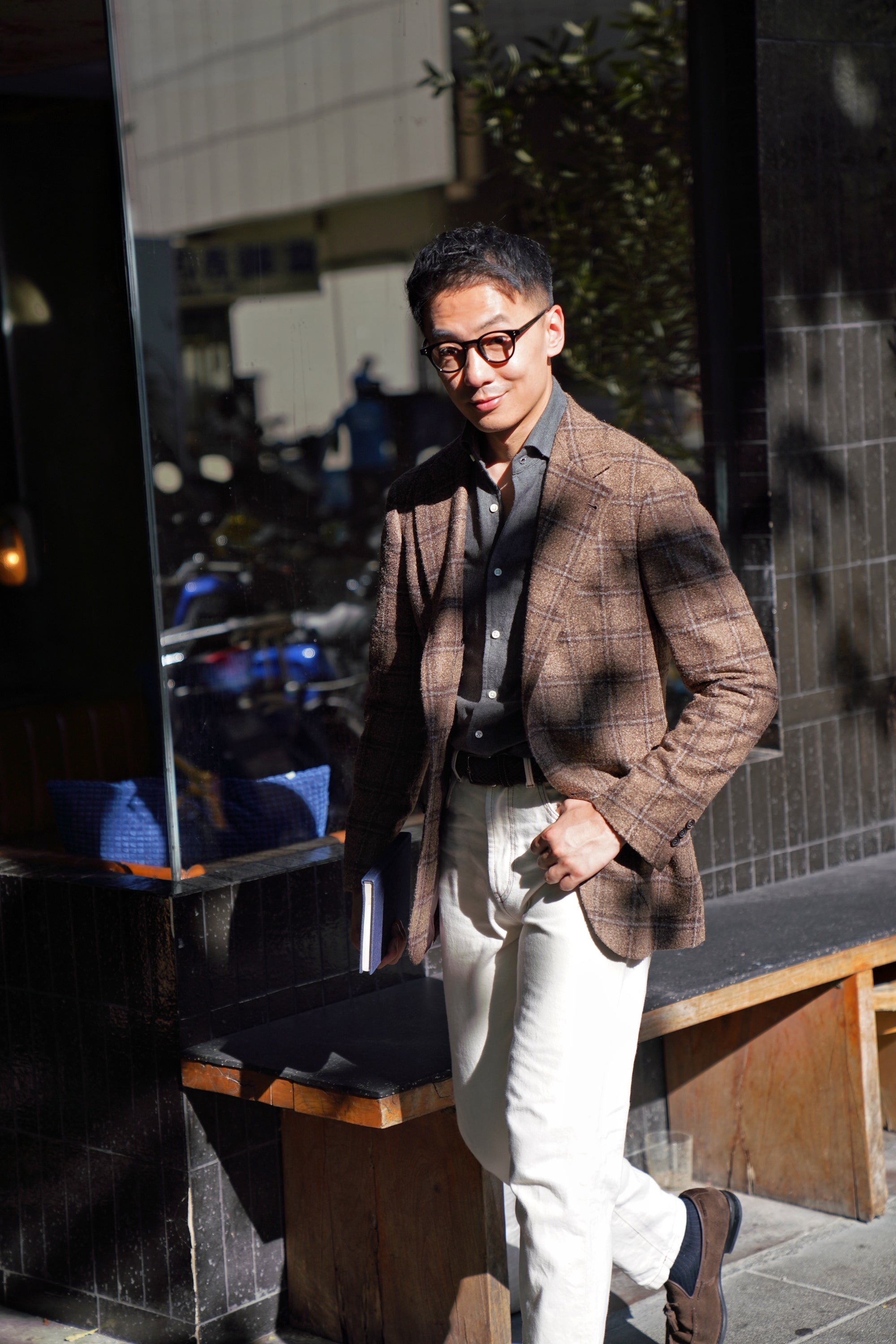 MTO Mocha Windowpane Alpaca Wool Jacket