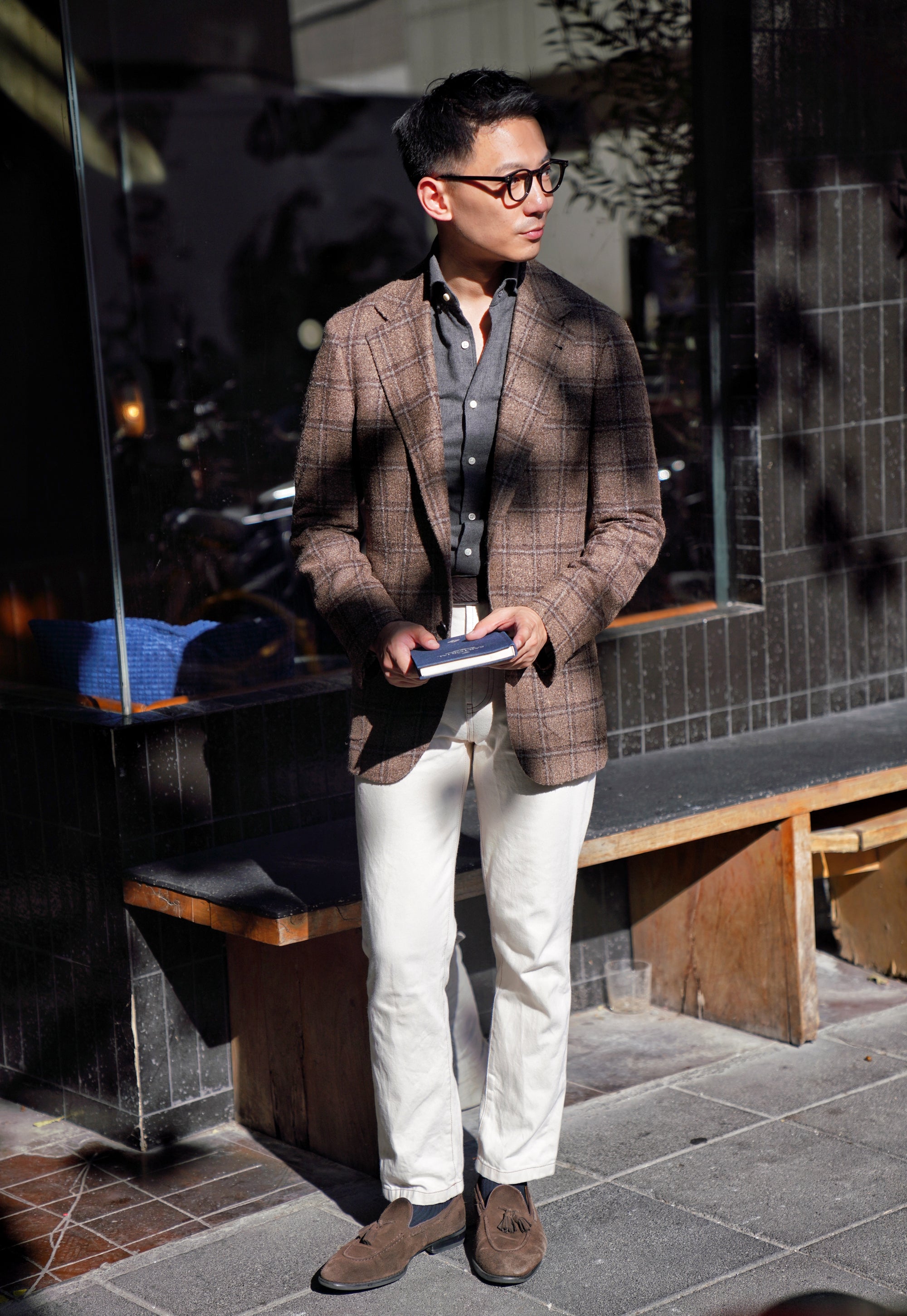 MTO Mocha Windowpane Alpaca Wool Jacket