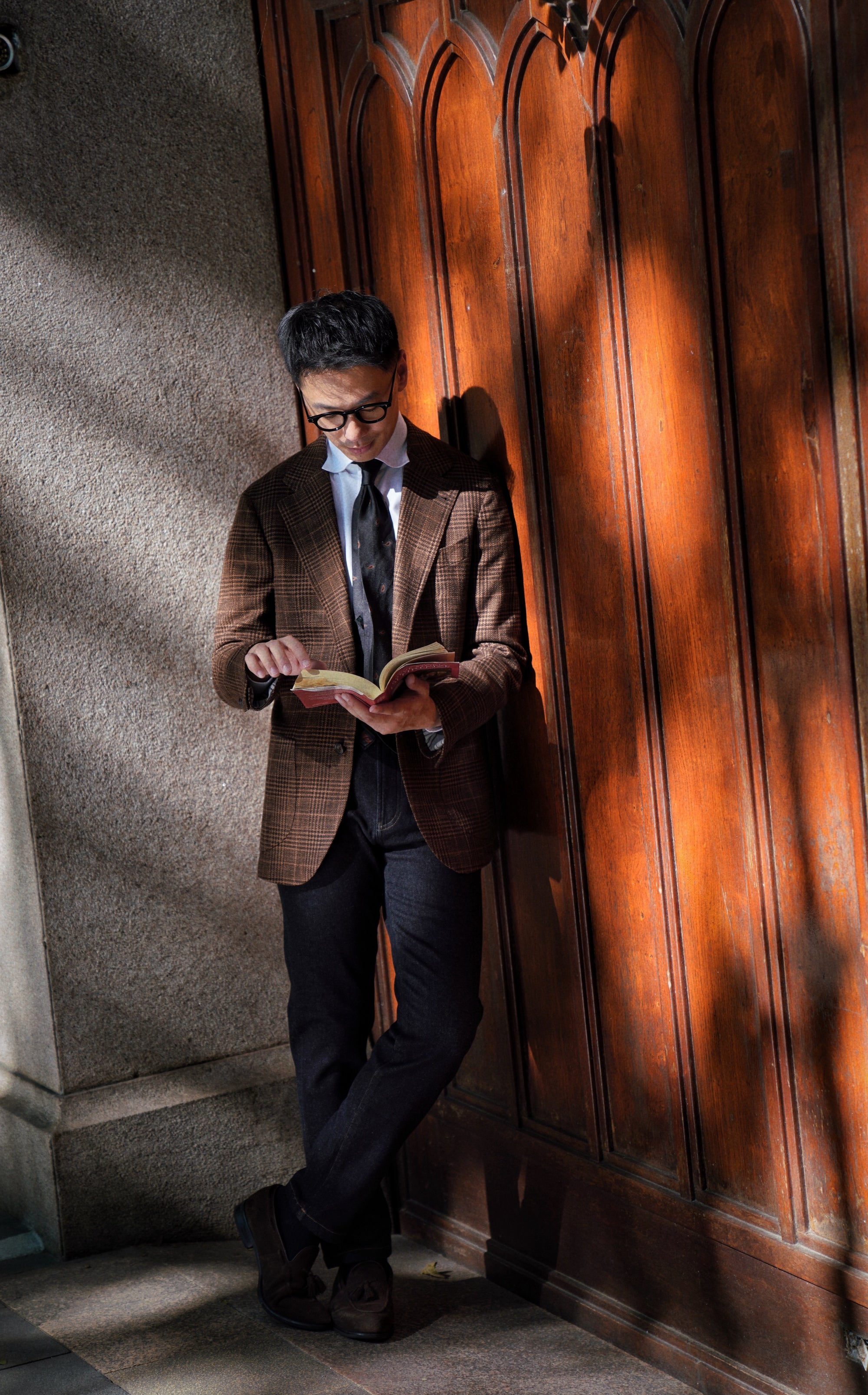 MTO Rust Glen Check Wool Cotton Silk Cashmere Jacket