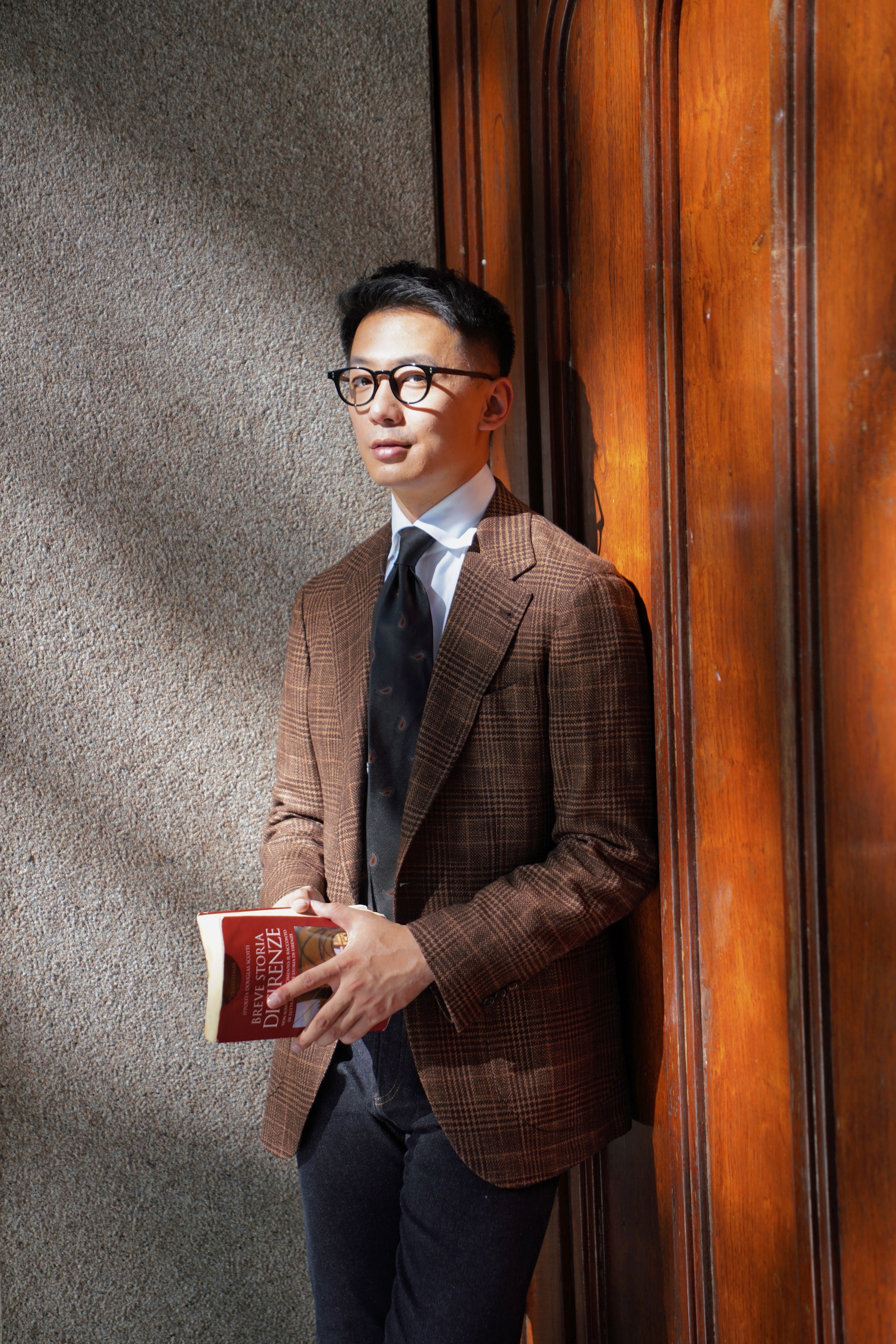 MTO Rust Glen Check Wool Cotton Silk Cashmere Jacket
