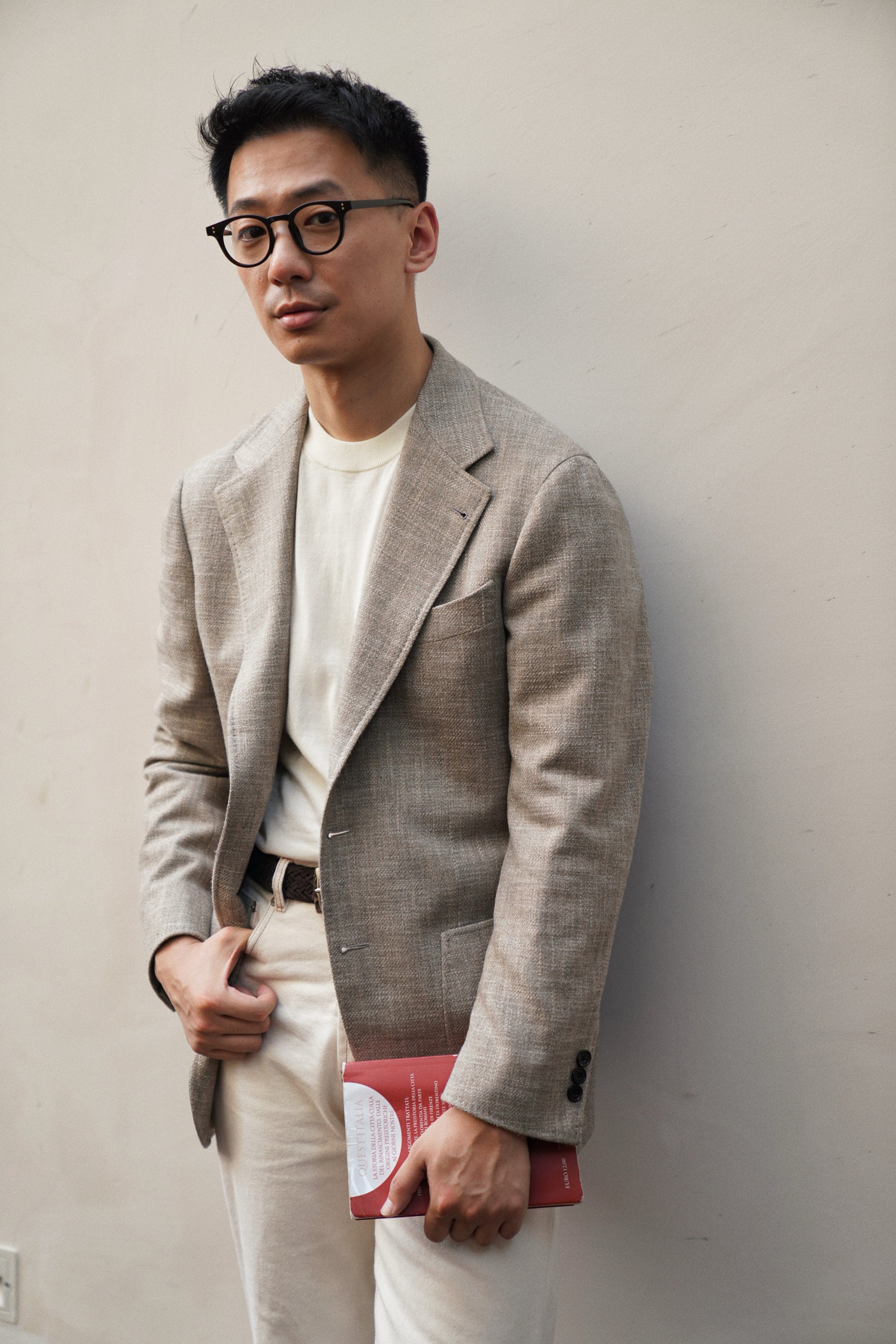 Melange Oatmeal Wool Cotton Silk Cashmere Jacket