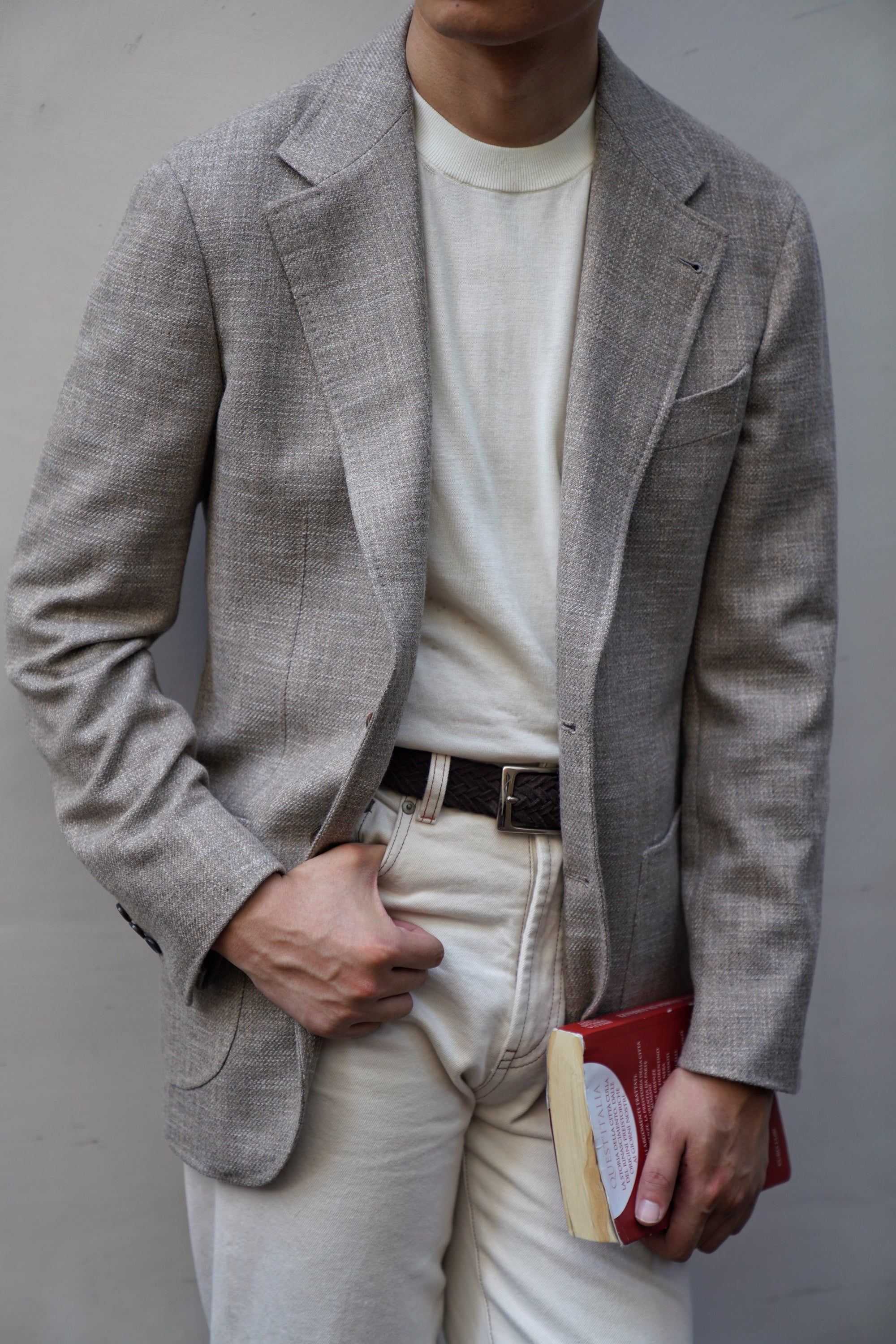 Melange Oatmeal Wool Cotton Silk Cashmere Jacket