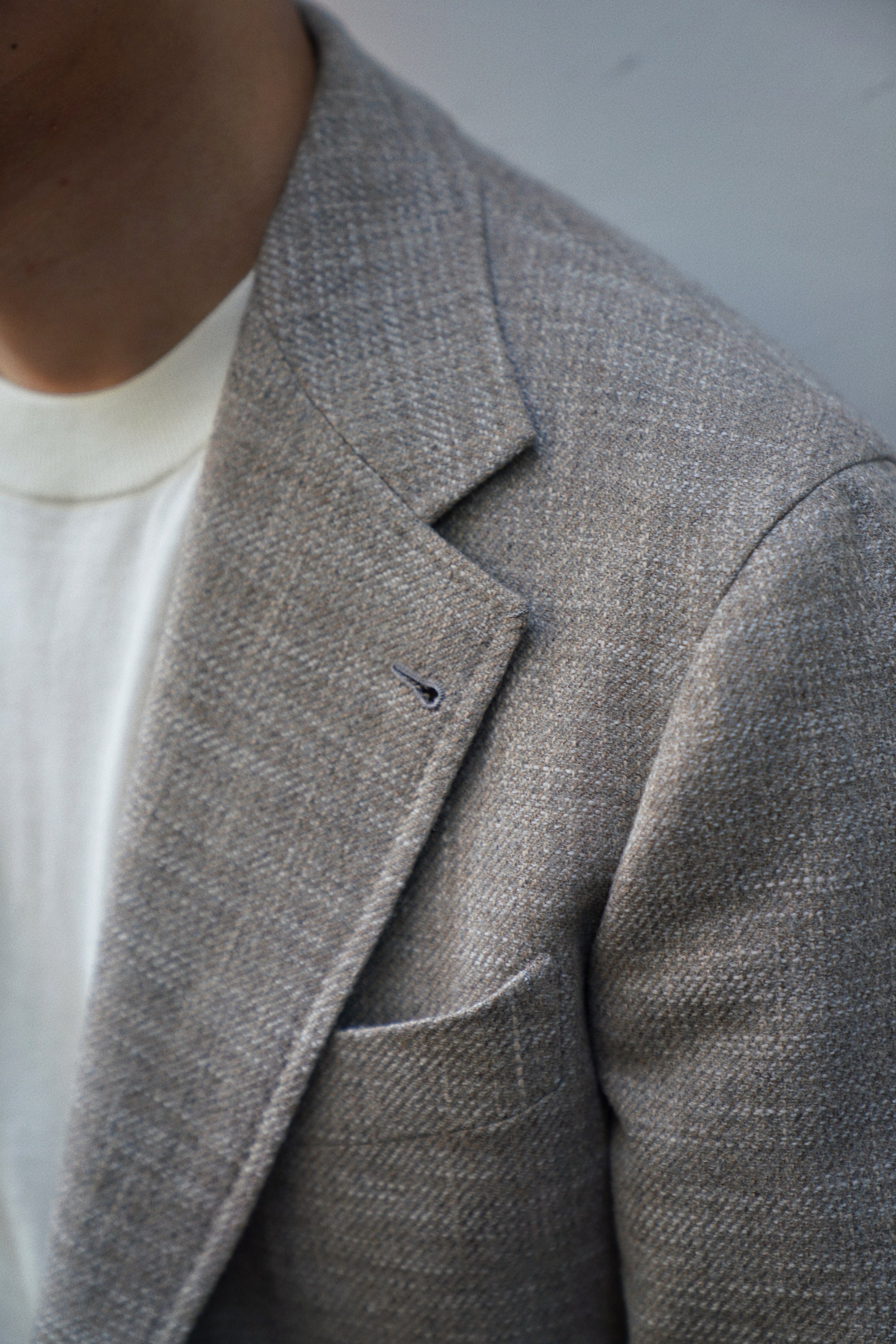 Melange Oatmeal Wool Cotton Silk Cashmere Jacket