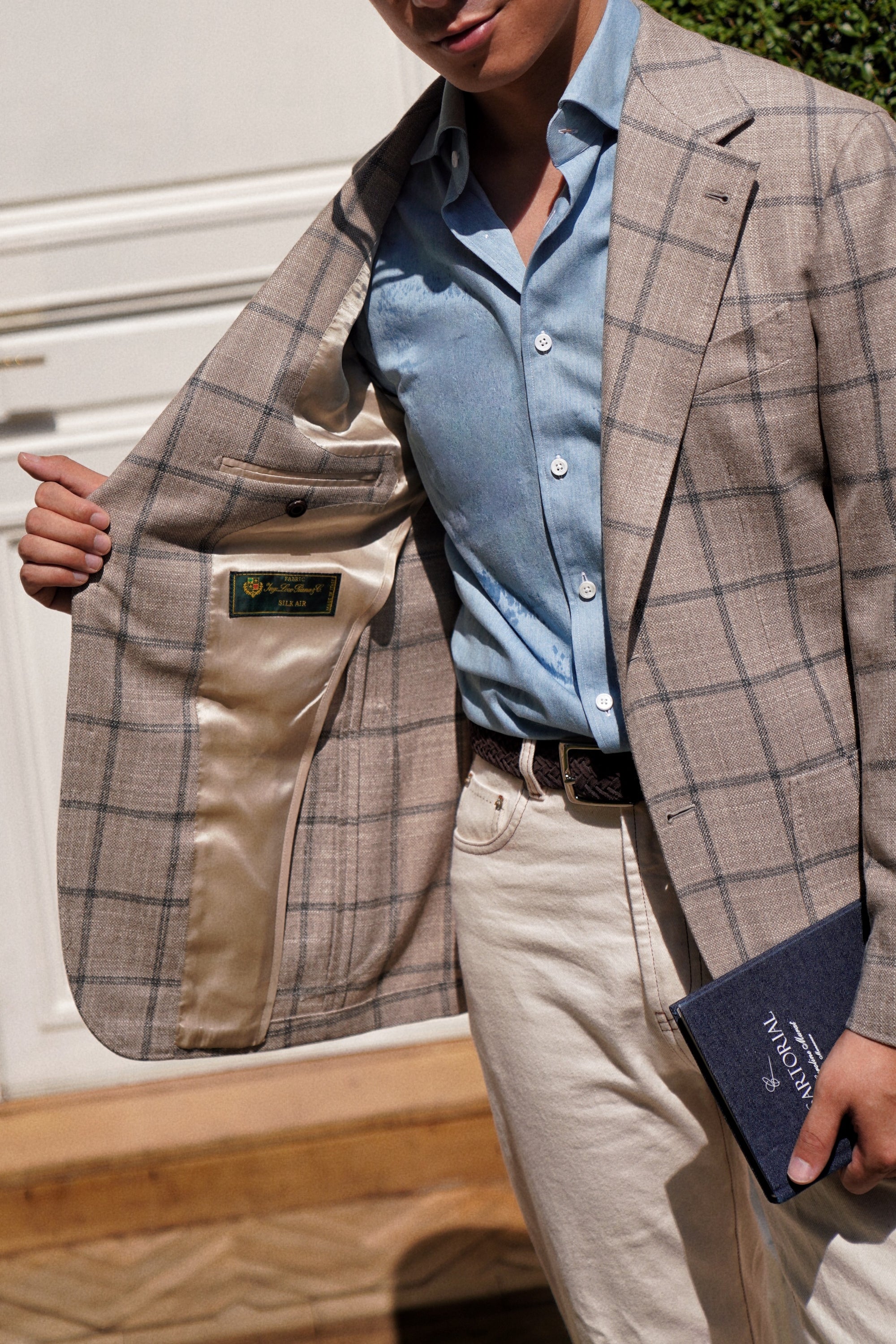 MTO Stone Windowpane Wool Silk Cashmere Jacket
