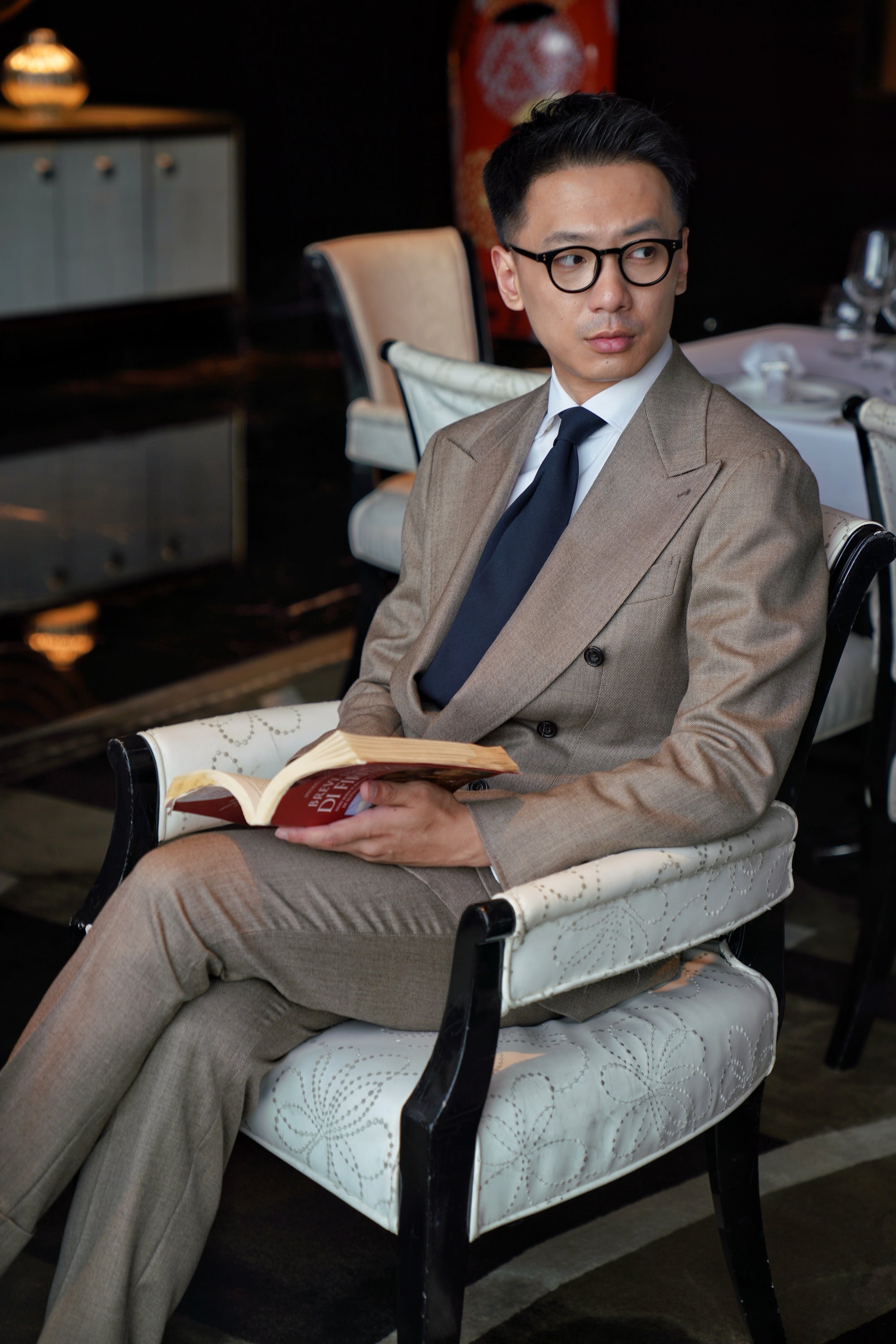 MTO Khaki Sharkskin Wool Suit #173