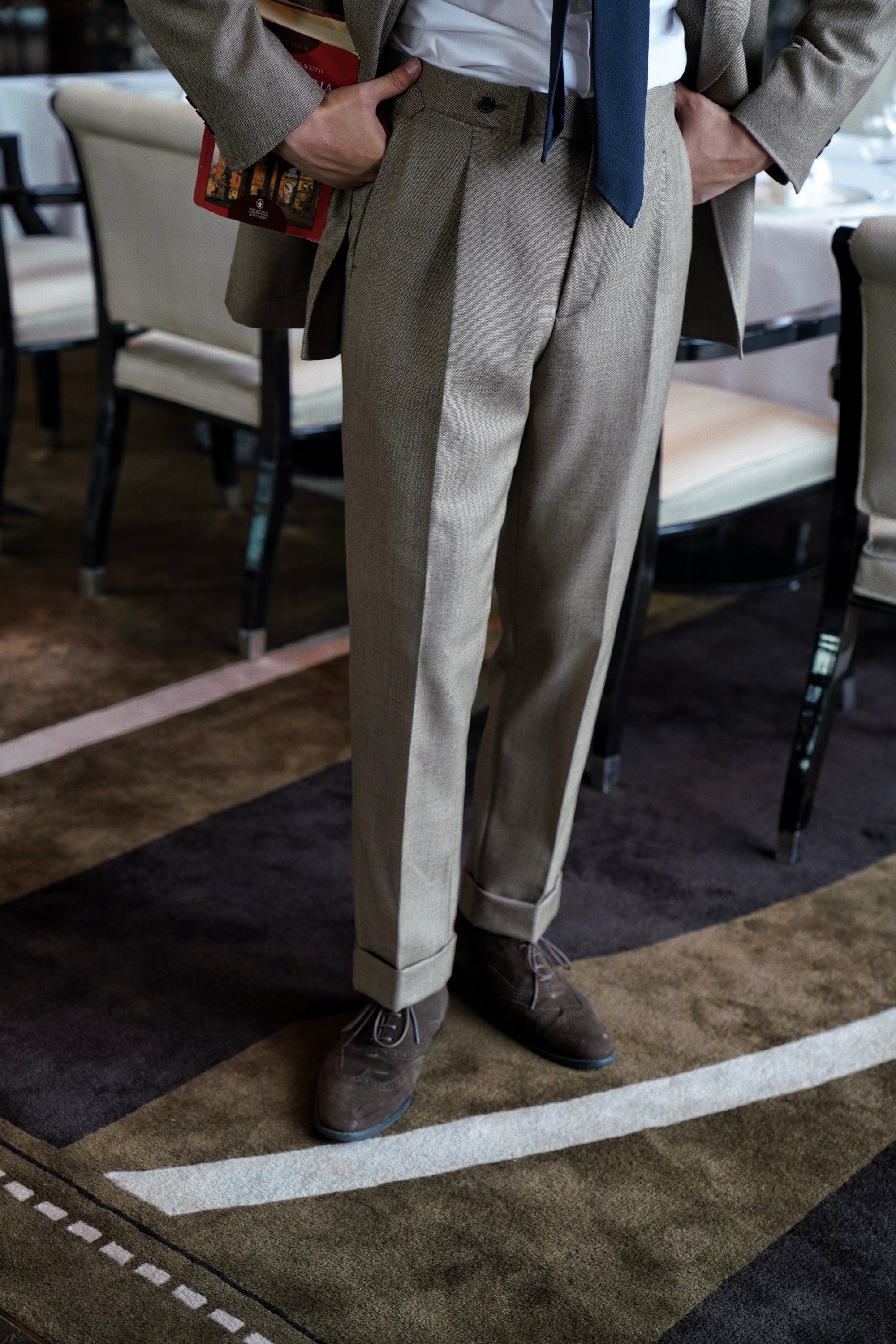 MTO Khaki Sharkskin Wool Suit #173