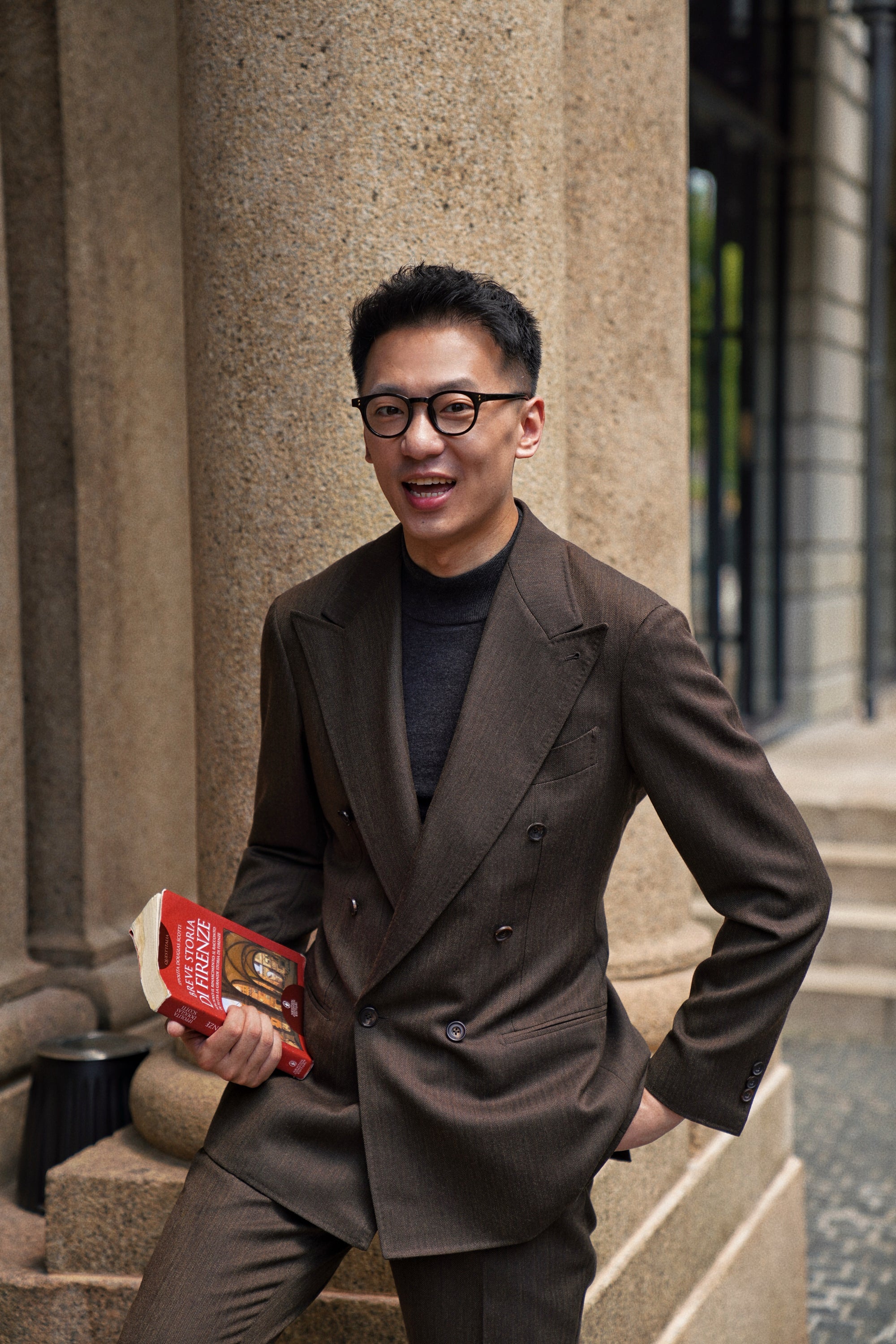 MTO Brown Herrringbone Worsted Suit #177