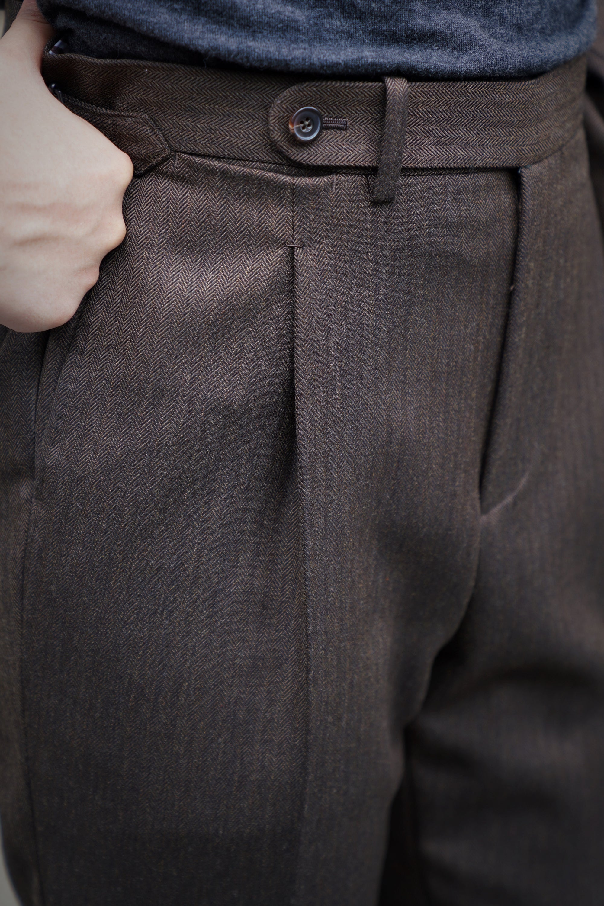 MTO Brown Herrringbone Worsted Suit #177