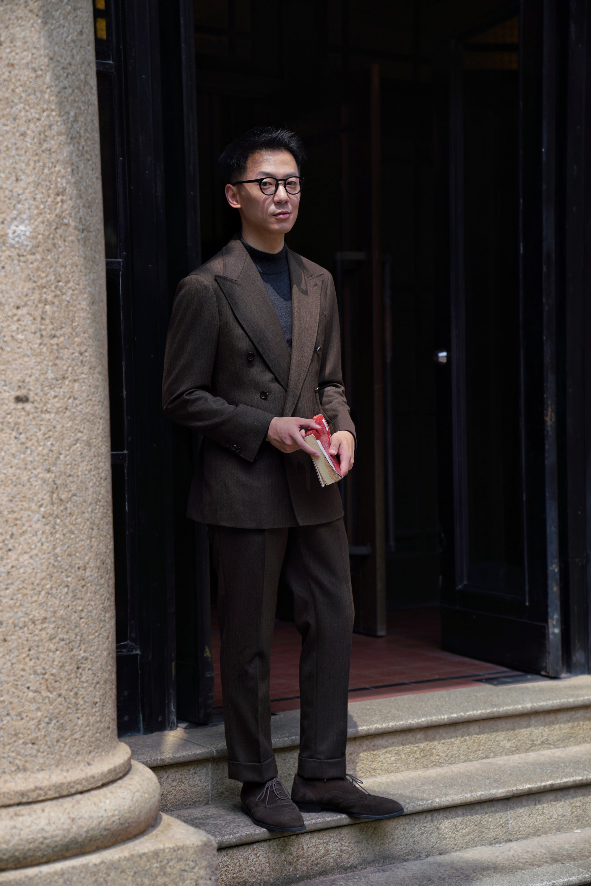 MTO Brown Herrringbone Worsted Suit #177