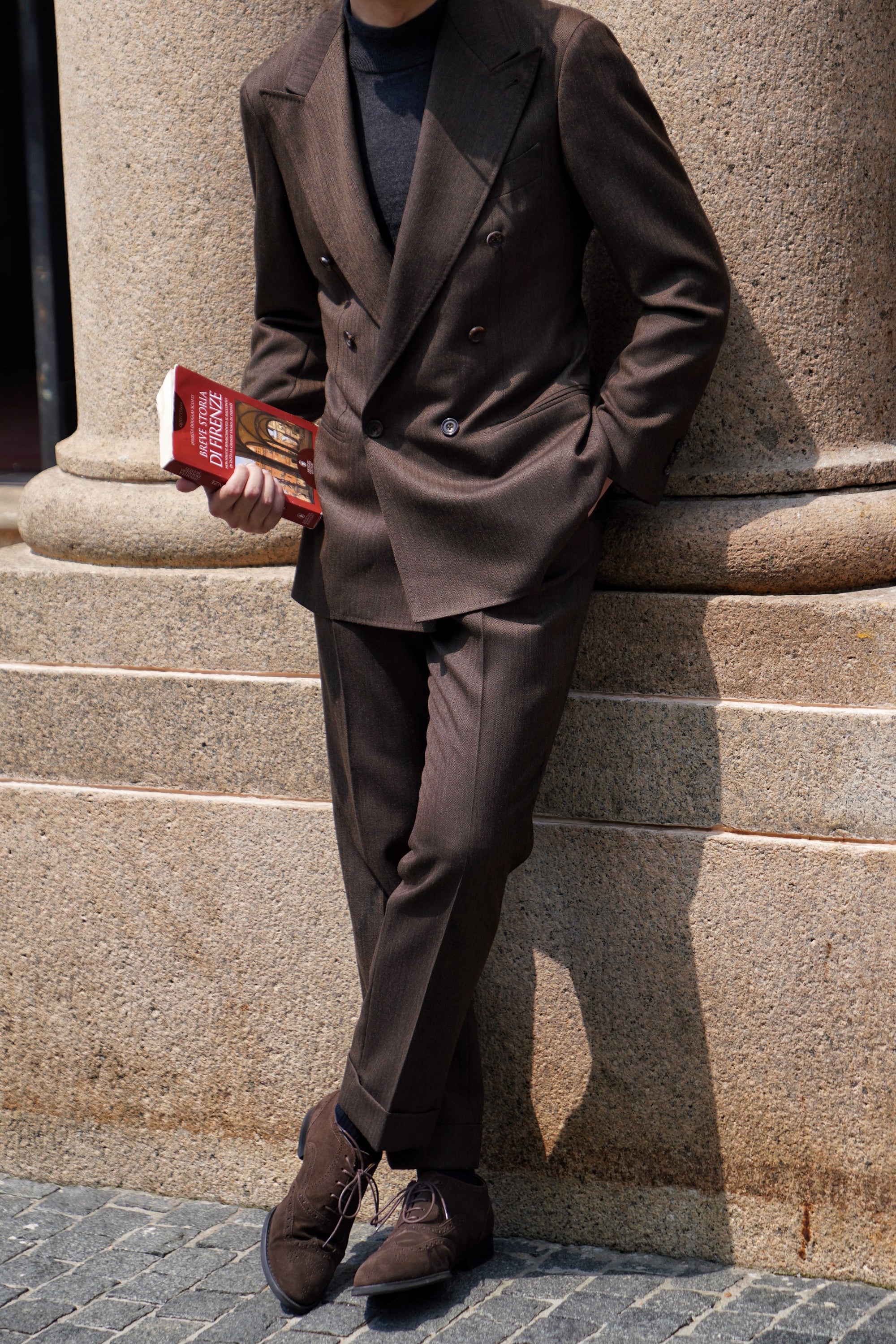MTO Brown Herrringbone Worsted Suit #177