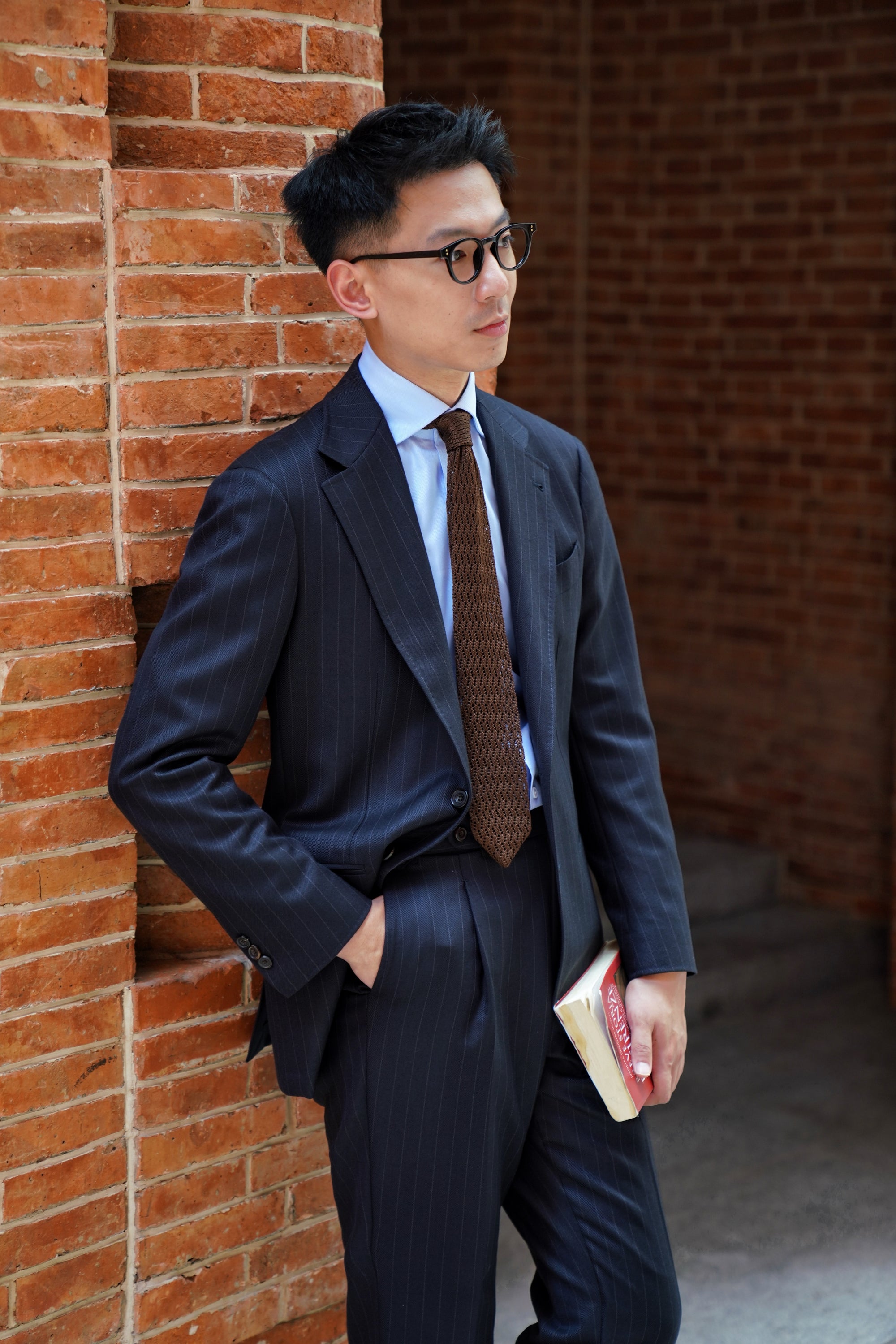MTO Navy Pinstripe Heavyweight Wool Suit #174