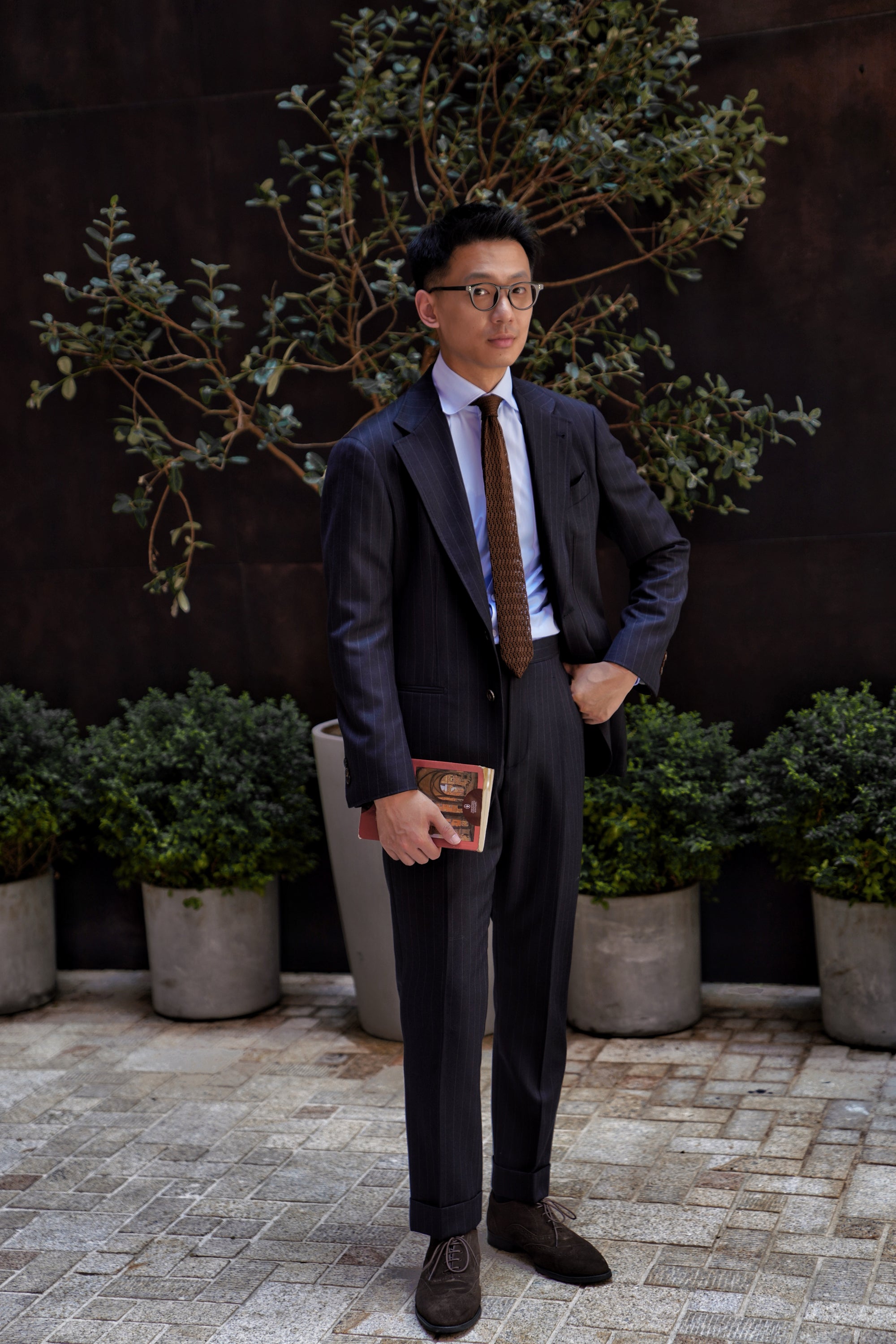 MTO Navy Pinstripe Heavyweight Wool Suit #174