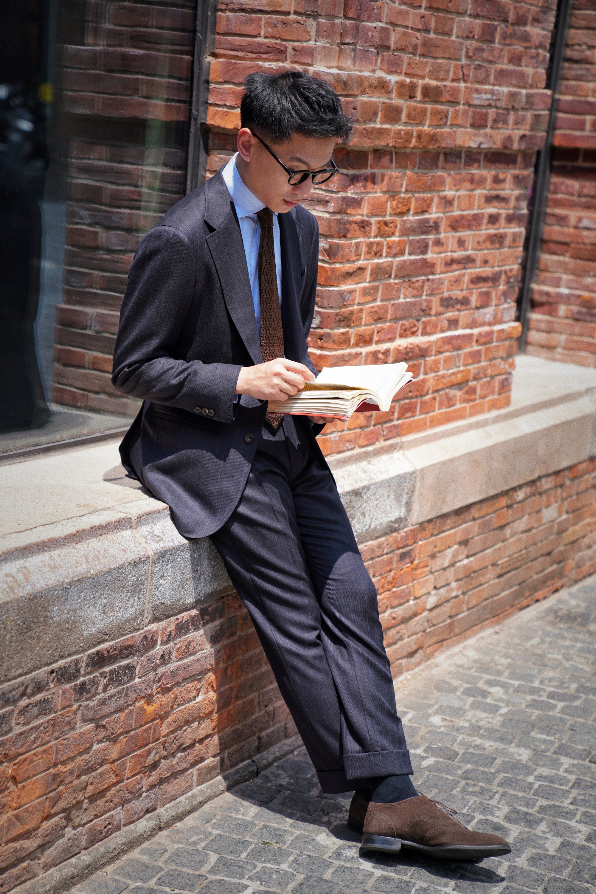 MTO Navy Pinstripe Heavyweight Wool Suit #174
