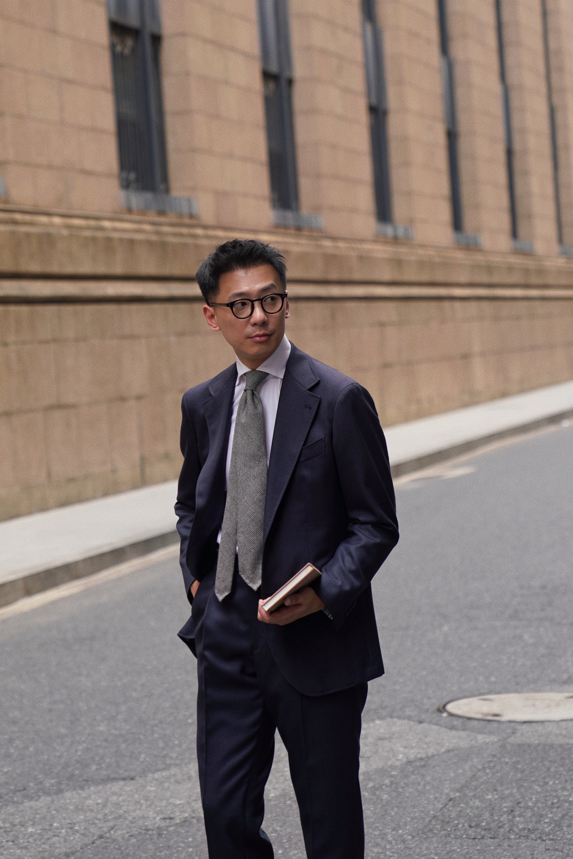 MTO Navy Sharkskin Heavyweight Wool Suit #175