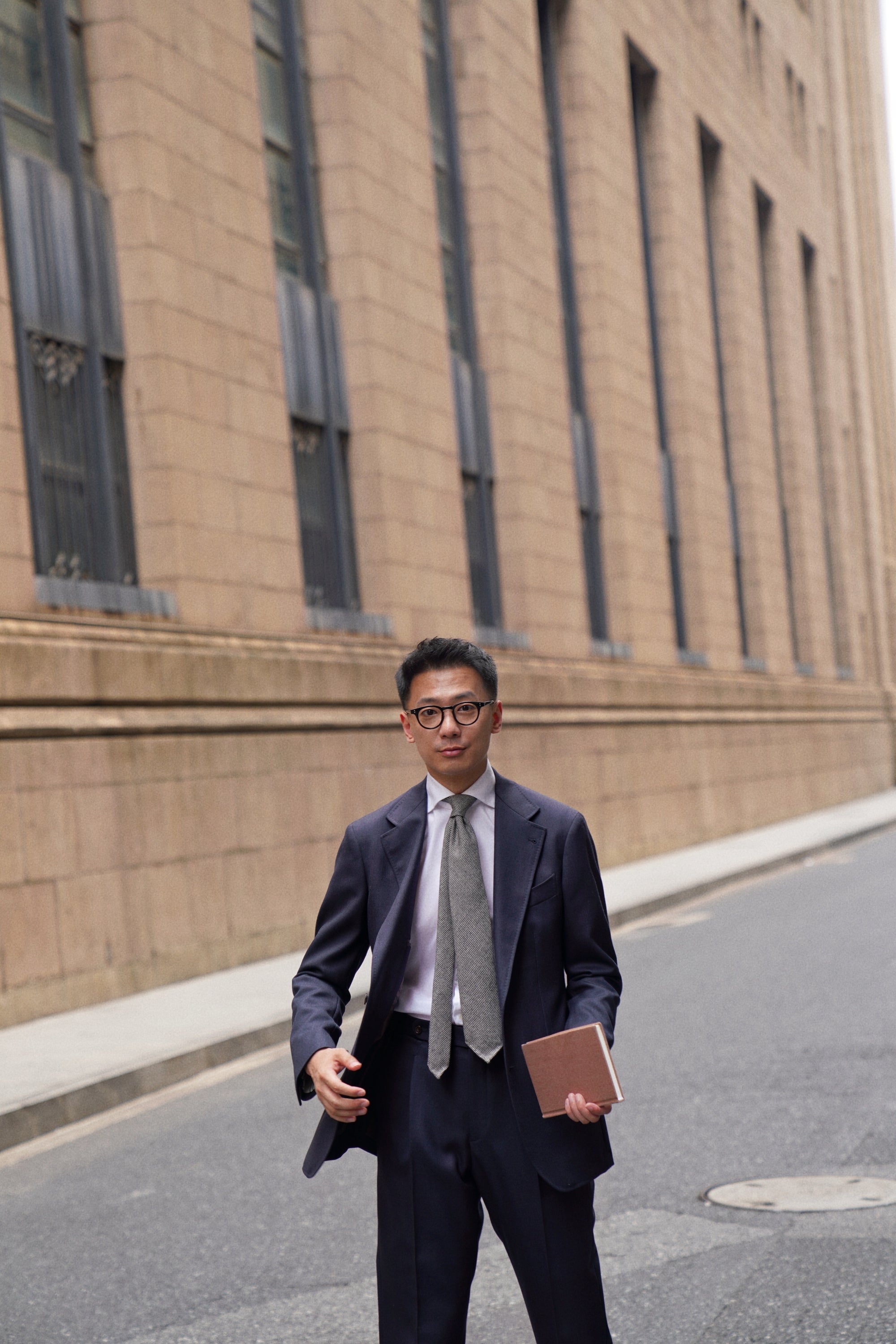 MTO Navy Sharkskin Heavyweight Wool Suit #175