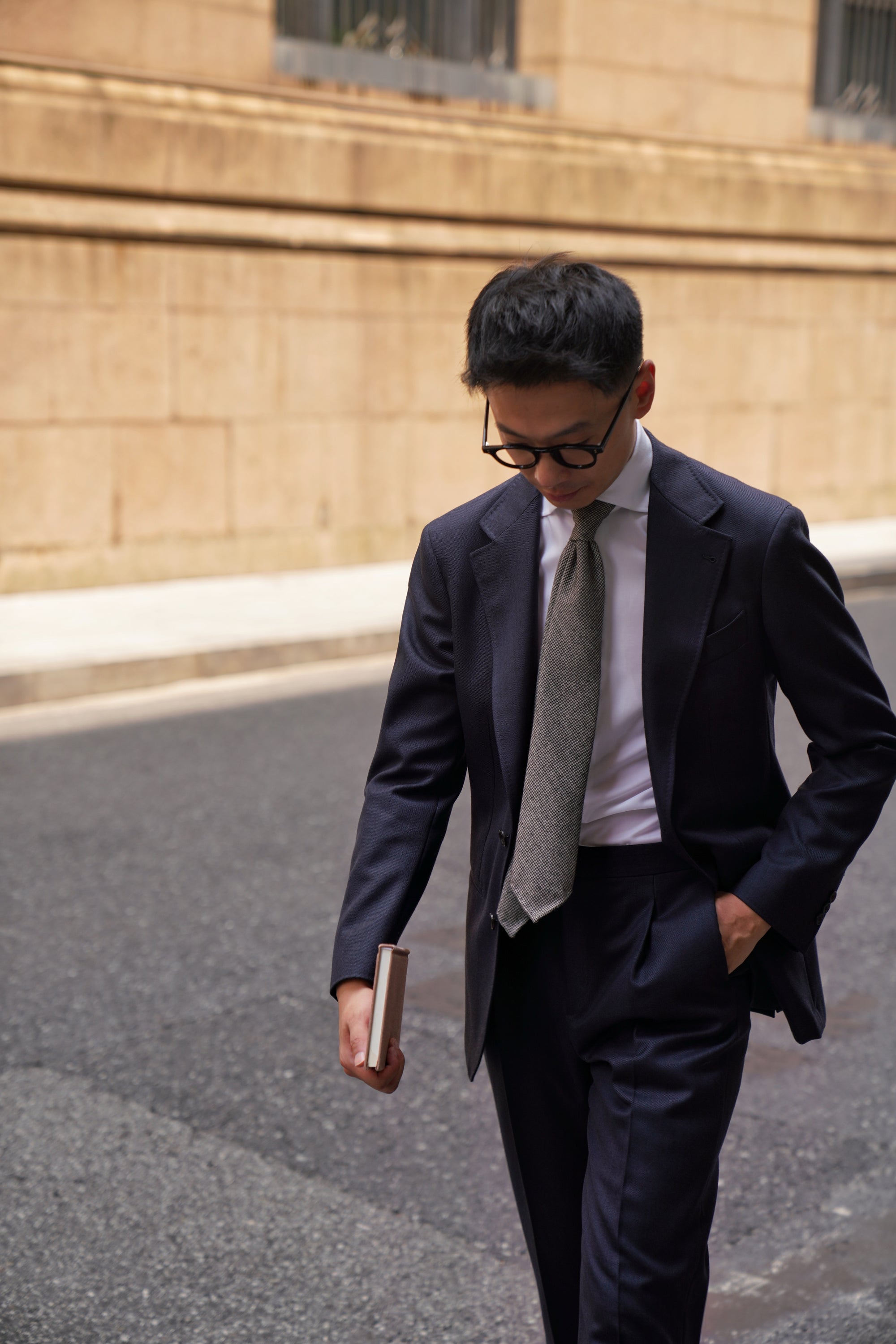 MTO Navy Sharkskin Heavyweight Wool Suit #175