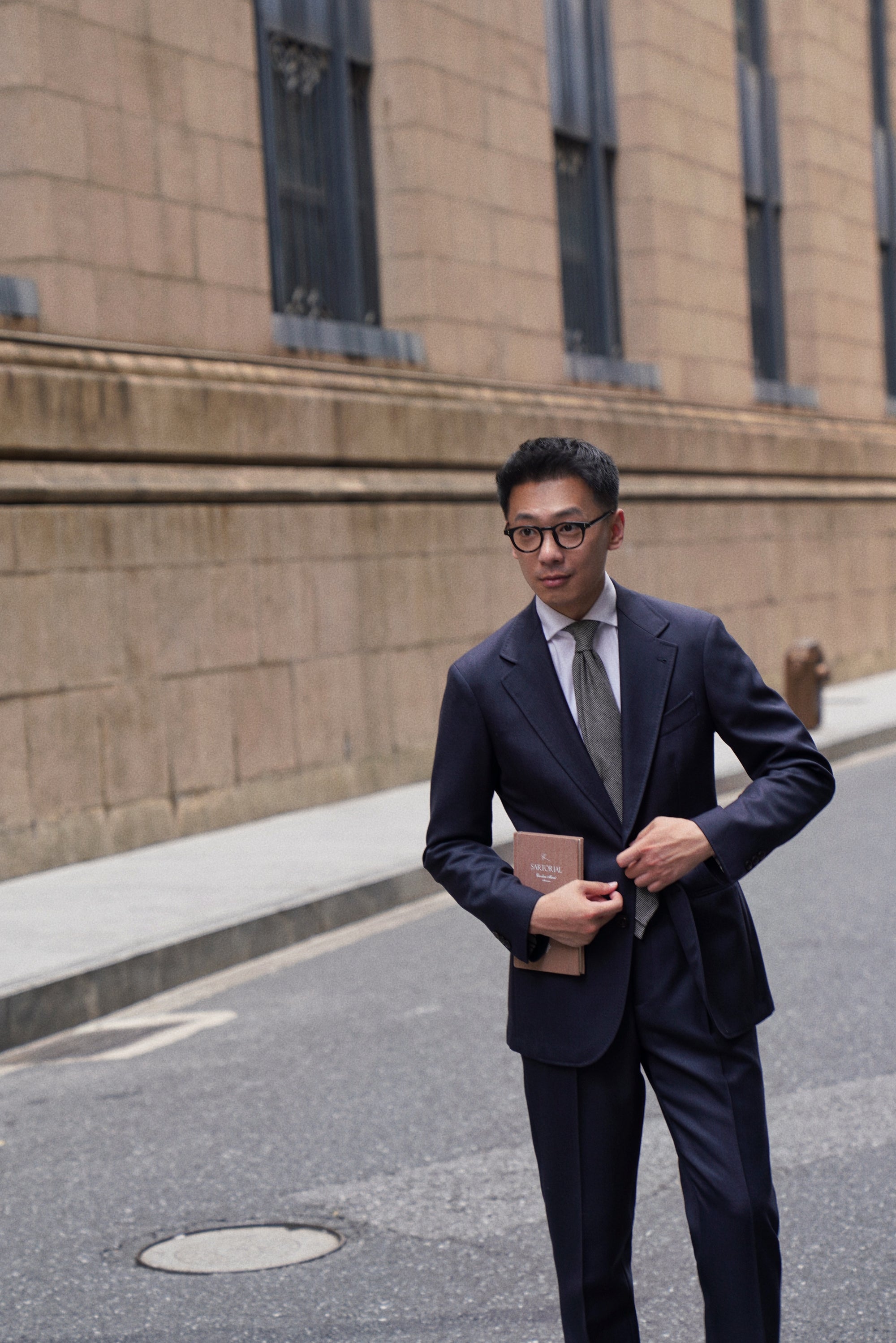 MTO Navy Sharkskin Heavyweight Wool Suit #175