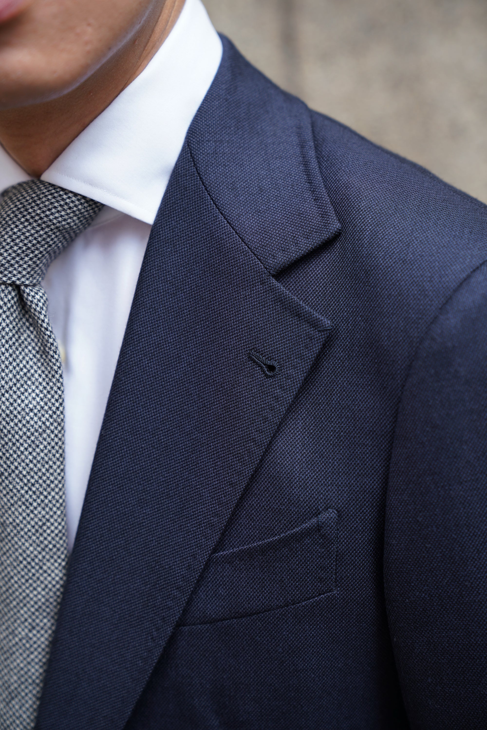 MTO Navy Sharkskin Heavyweight Wool Suit #175
