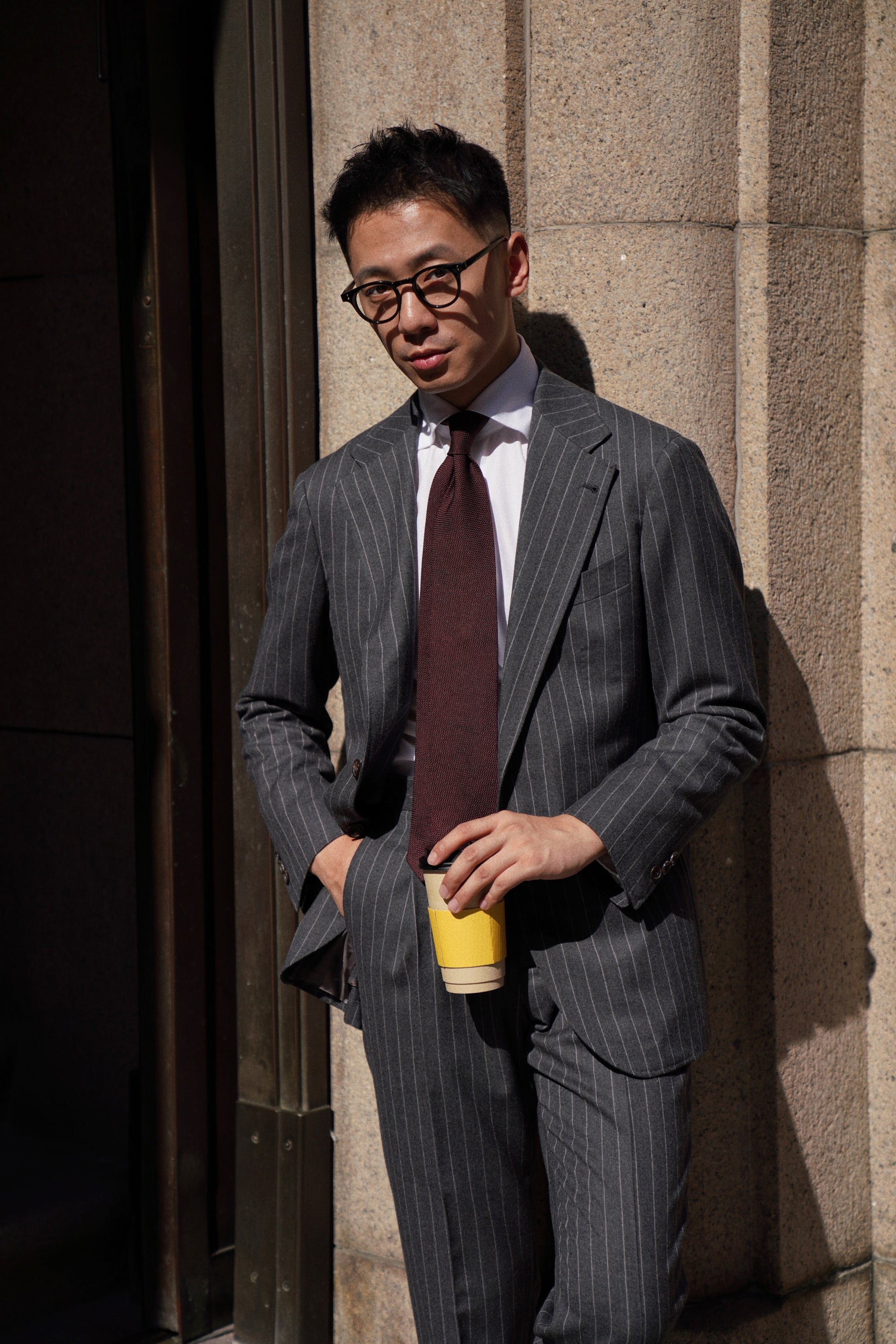 Grey Chalkstripe Flannel Suit #240