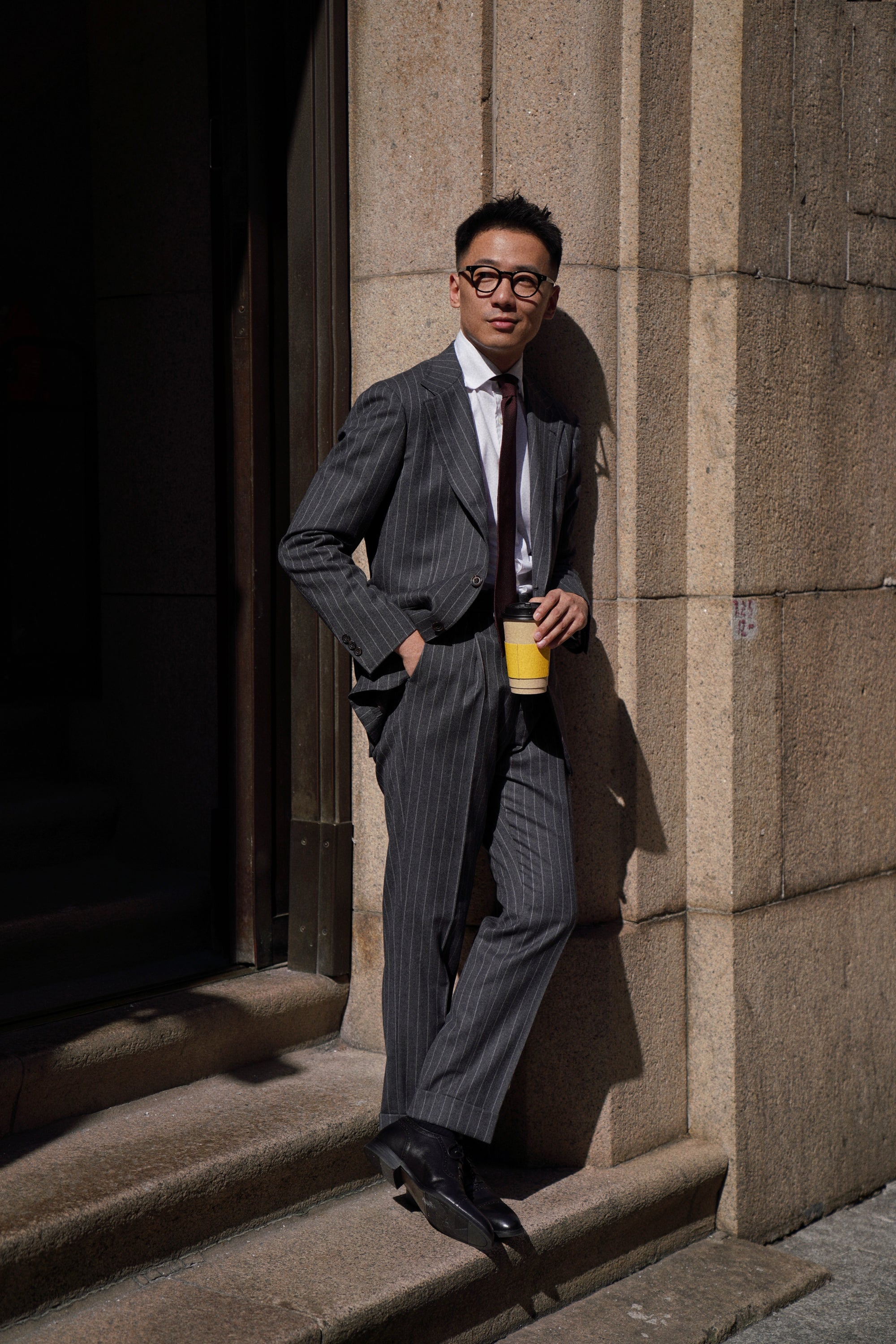Grey Chalkstripe Flannel Suit #240