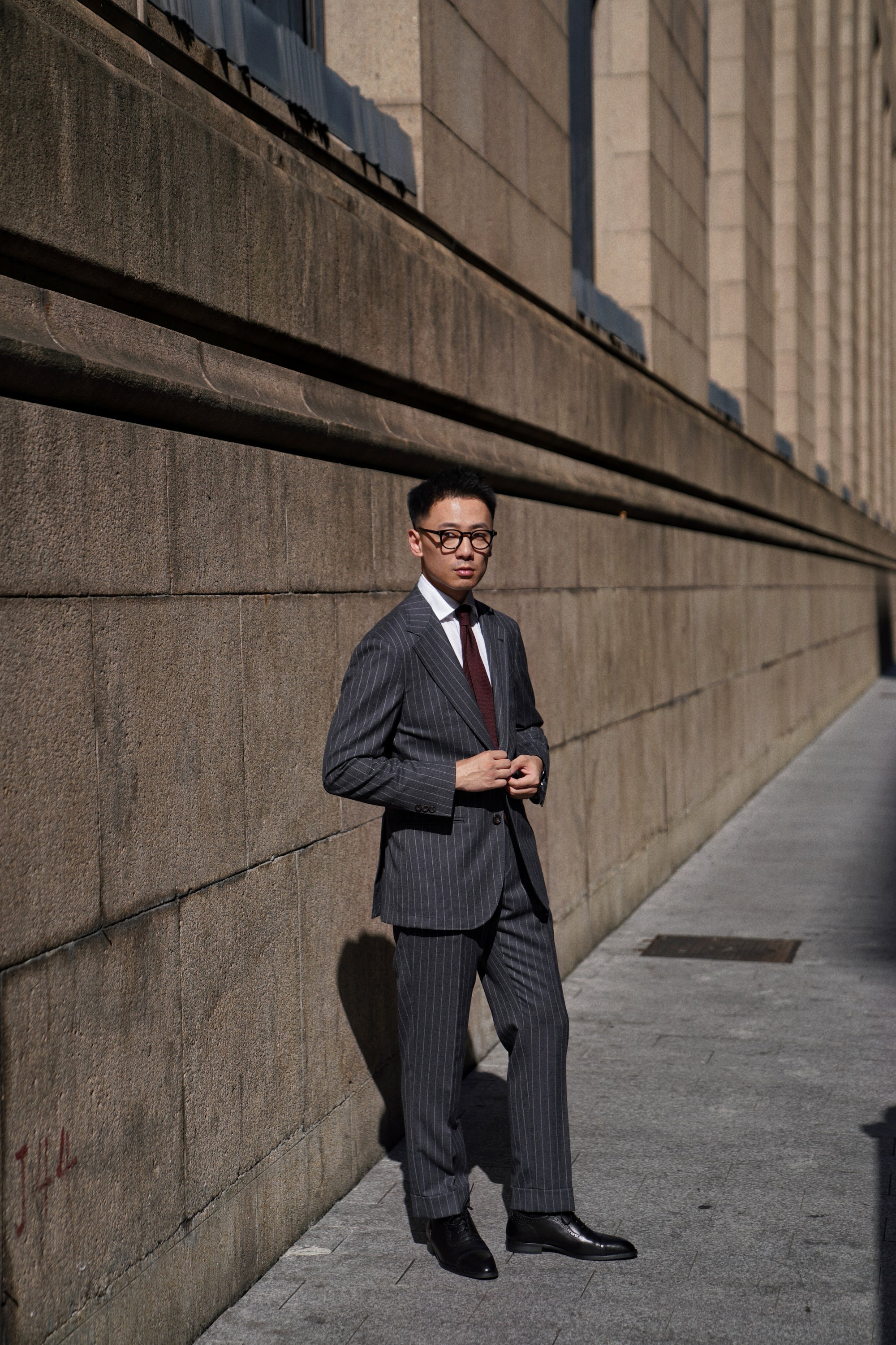 Grey Chalkstripe Flannel Suit #240