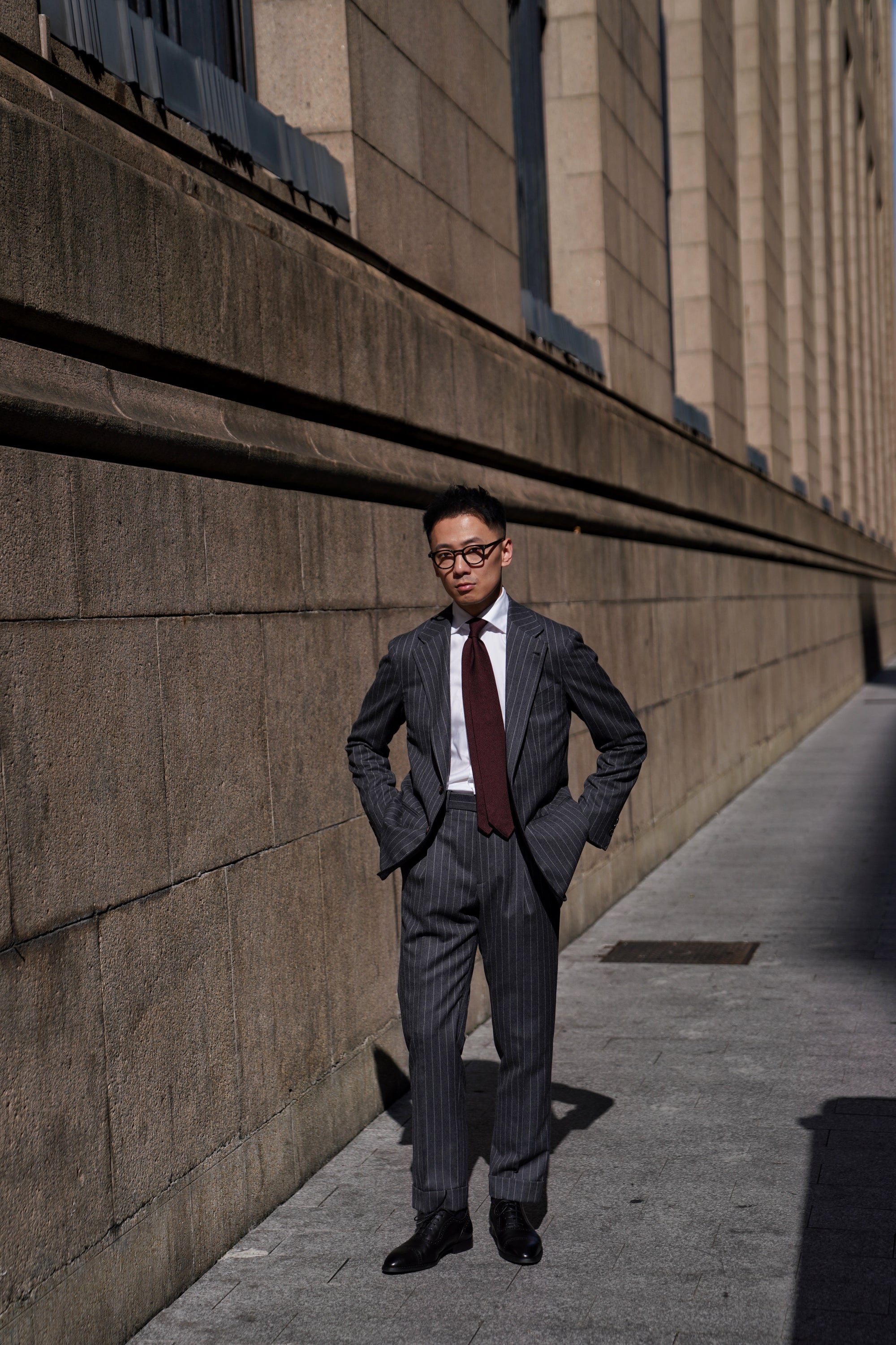 Grey Chalkstripe Flannel Suit #240