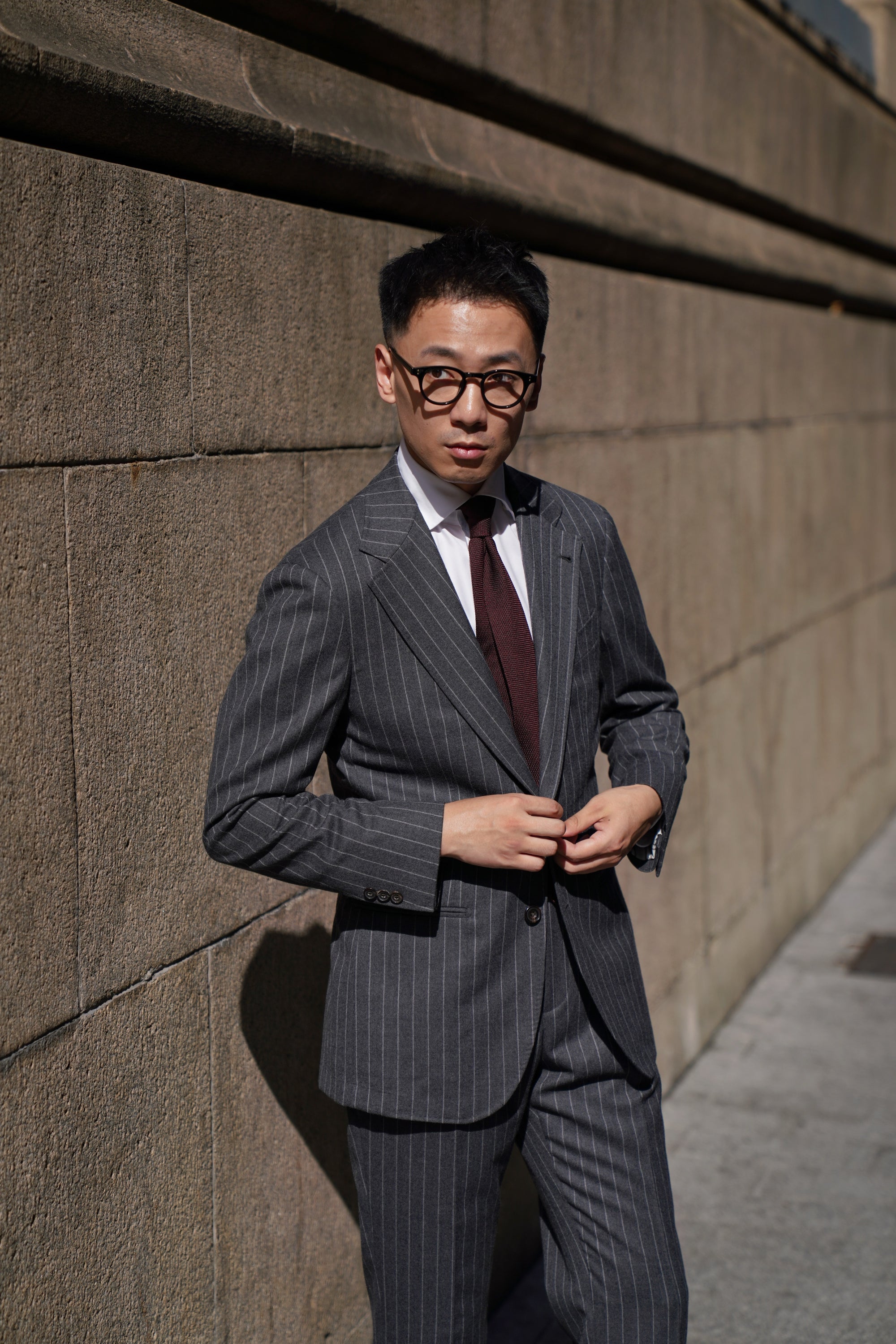 Grey Chalkstripe Flannel Suit #240