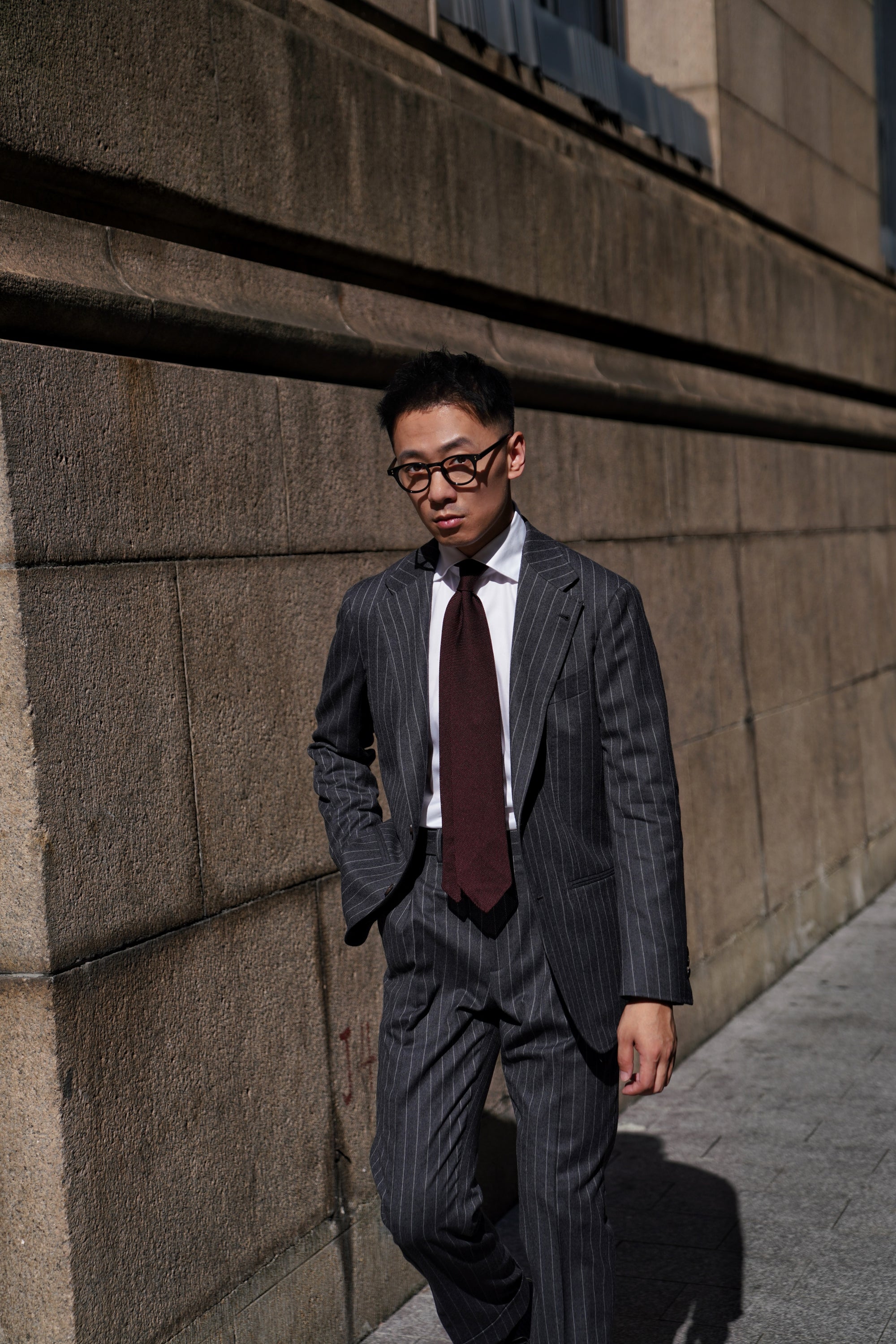 Grey Chalkstripe Flannel Suit #240