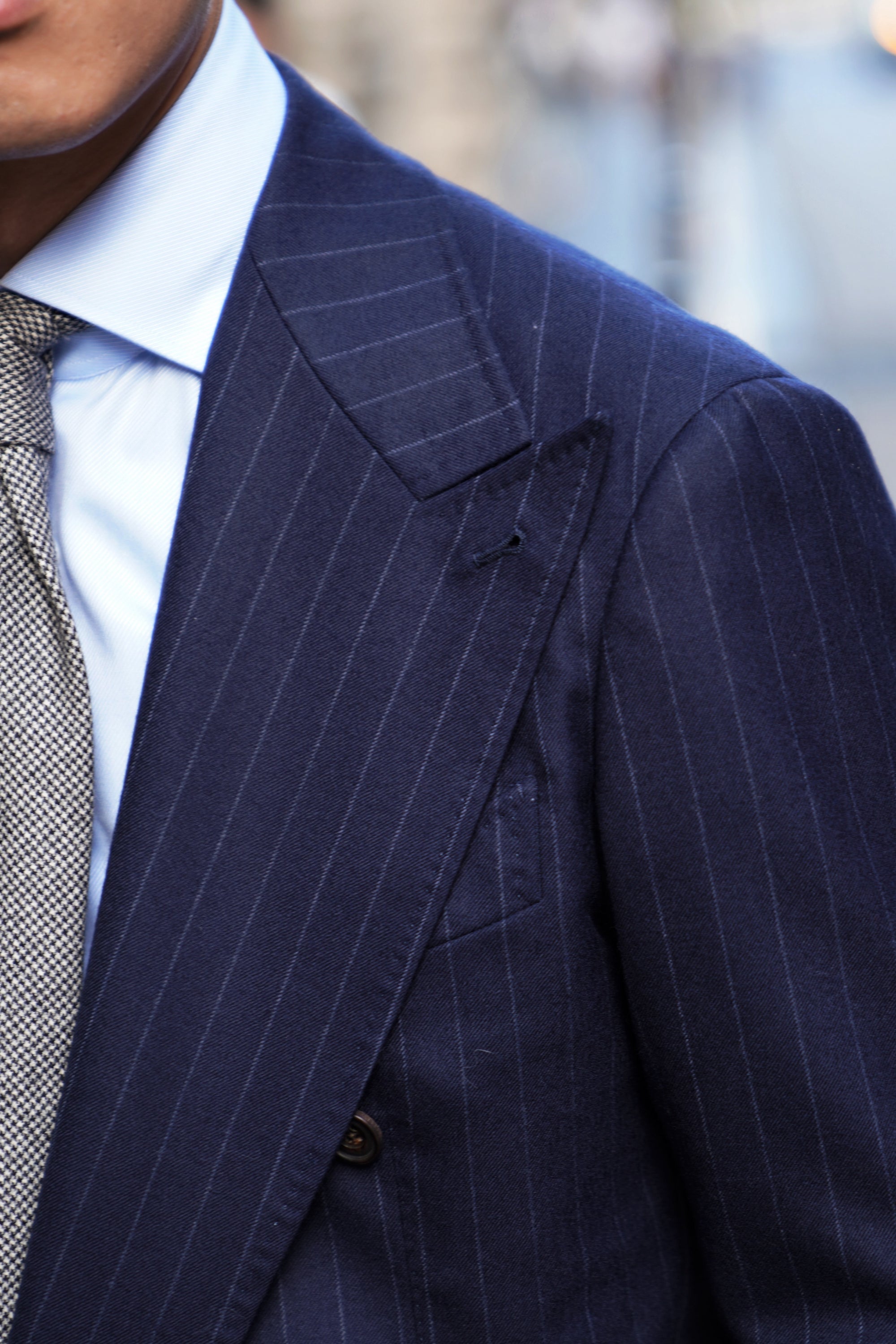 MTO Navy Chalkstripe Worsted Flannel Suit #241
