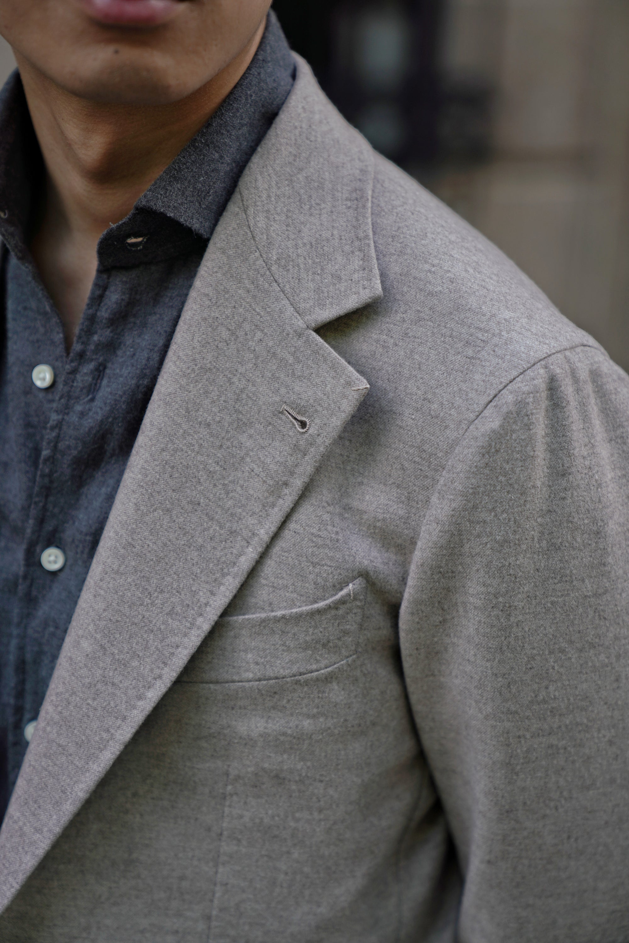 MTO Oatmeal Wool Silk Blending Flannel Suit #18