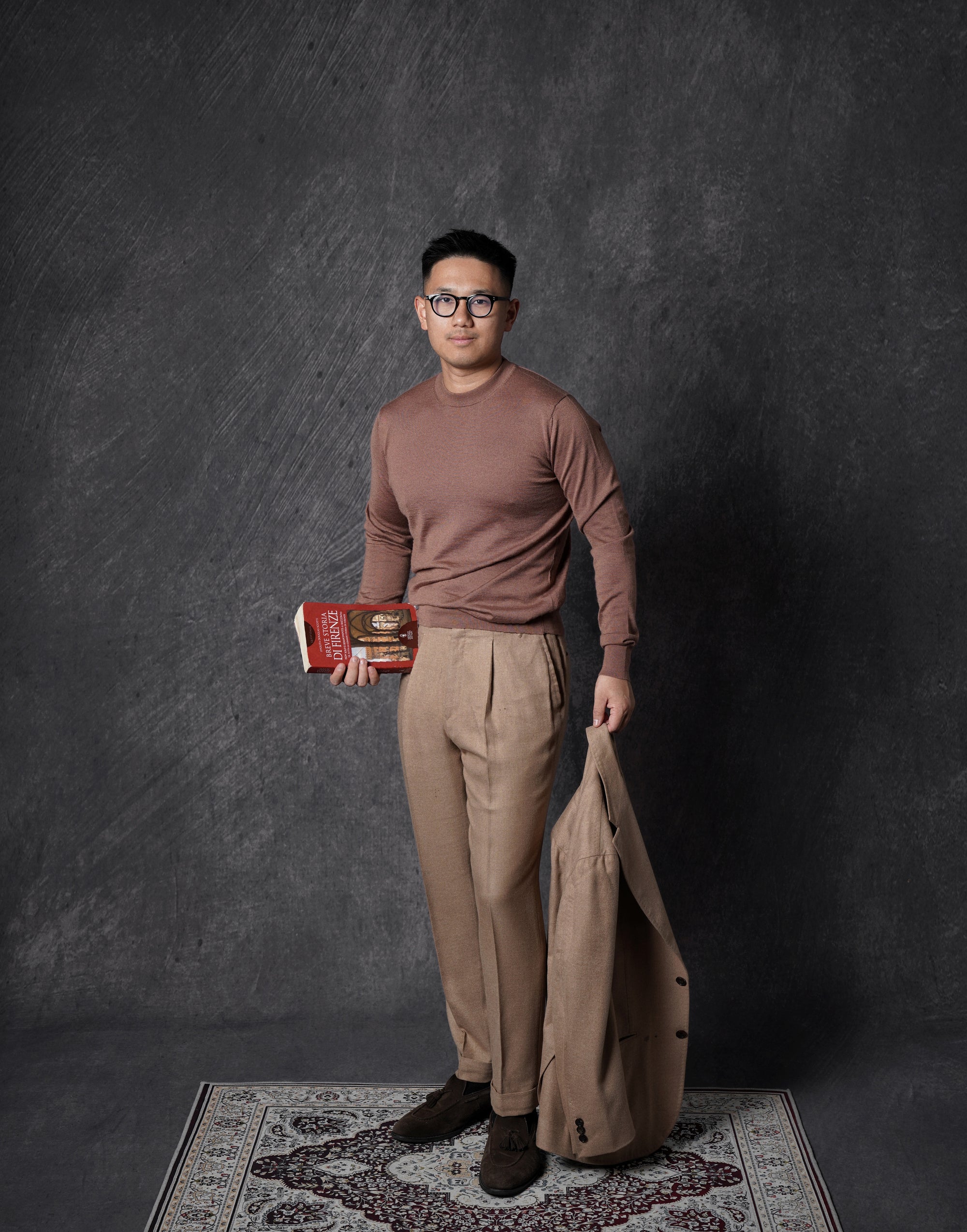Brown Long Sleeve Crew Neck Jumper