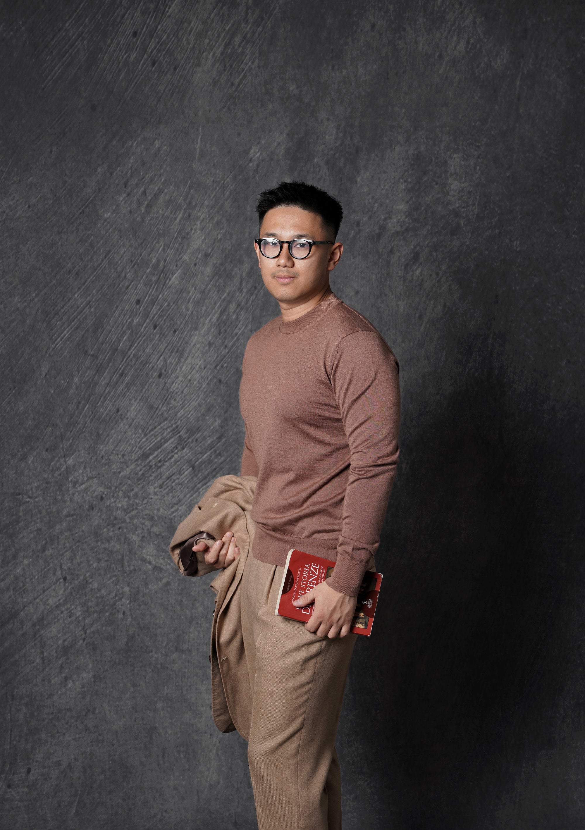 Brown Long Sleeve Crew Neck Jumper