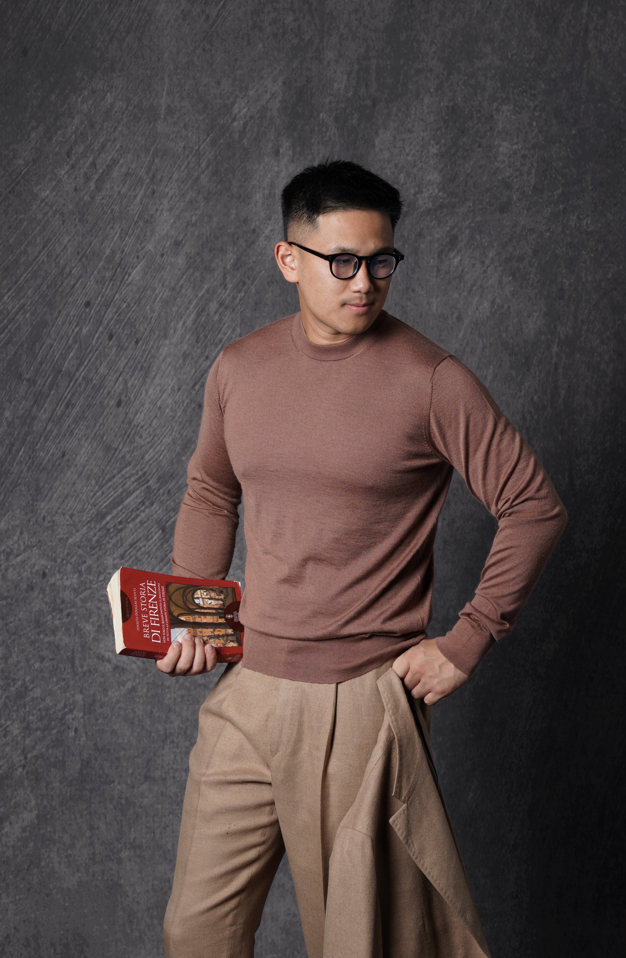 Brown Long Sleeve Crew Neck Jumper