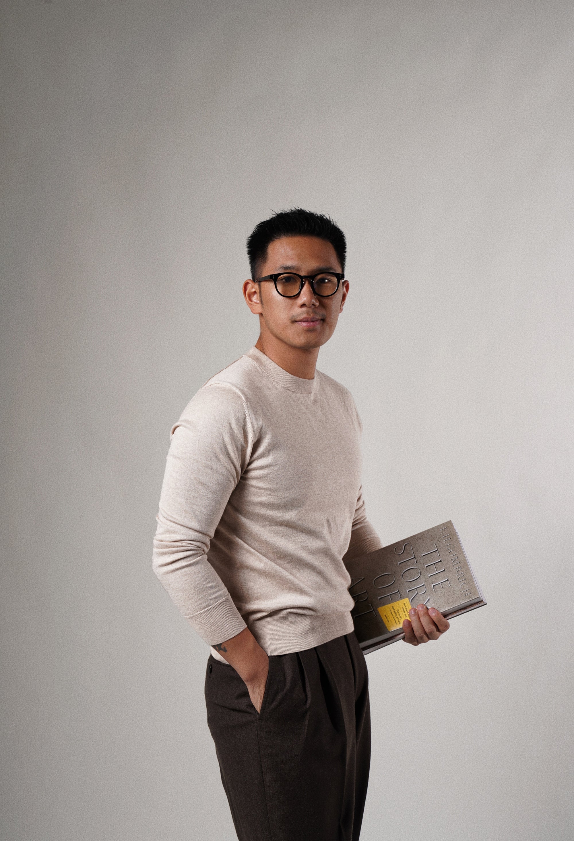 Beige Long Sleeve Crew Neck Jumper
