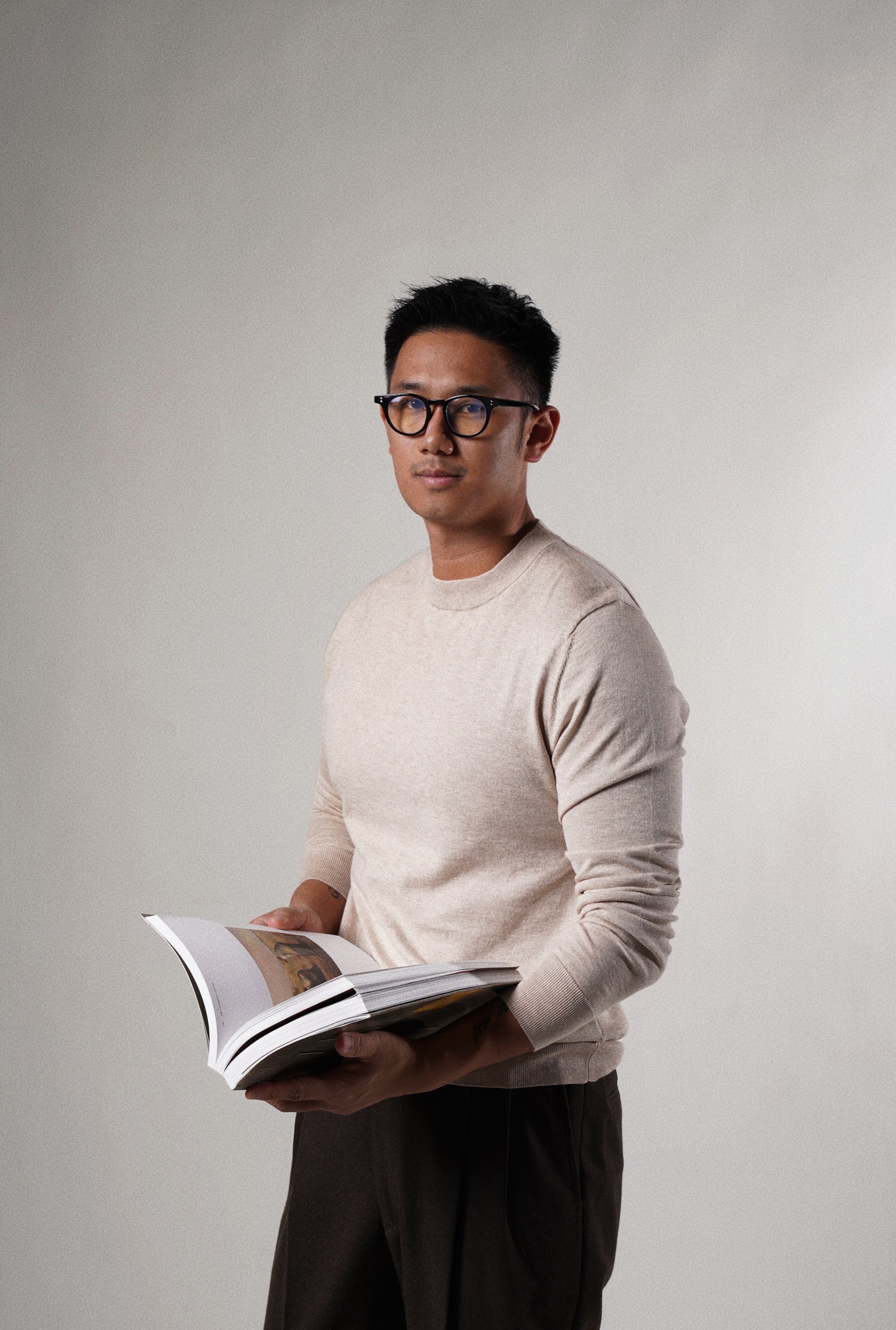 Beige Long Sleeve Crew Neck Jumper