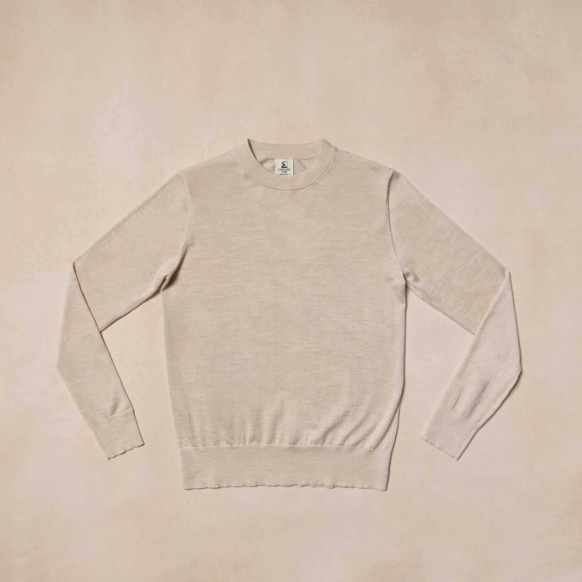 Beige Long Sleeve Crew Neck Jumper