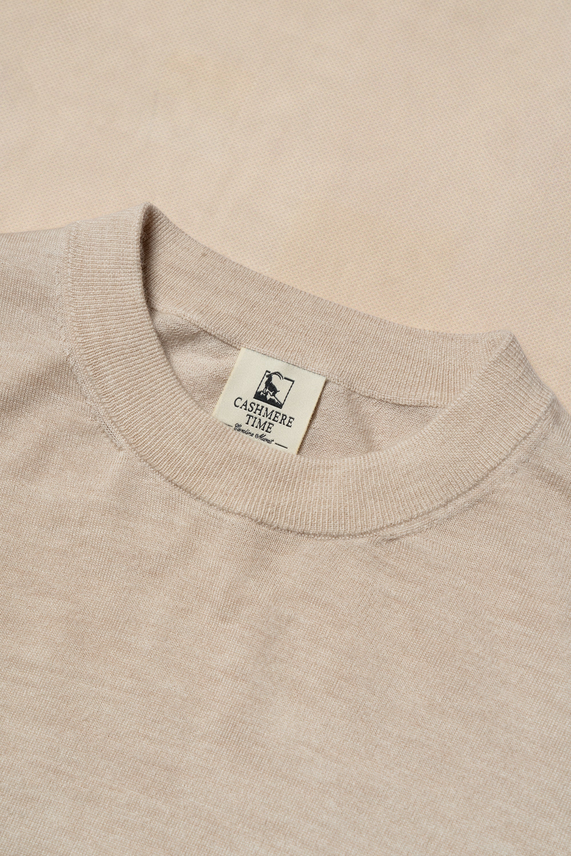 Beige Long Sleeve Crew Neck Jumper