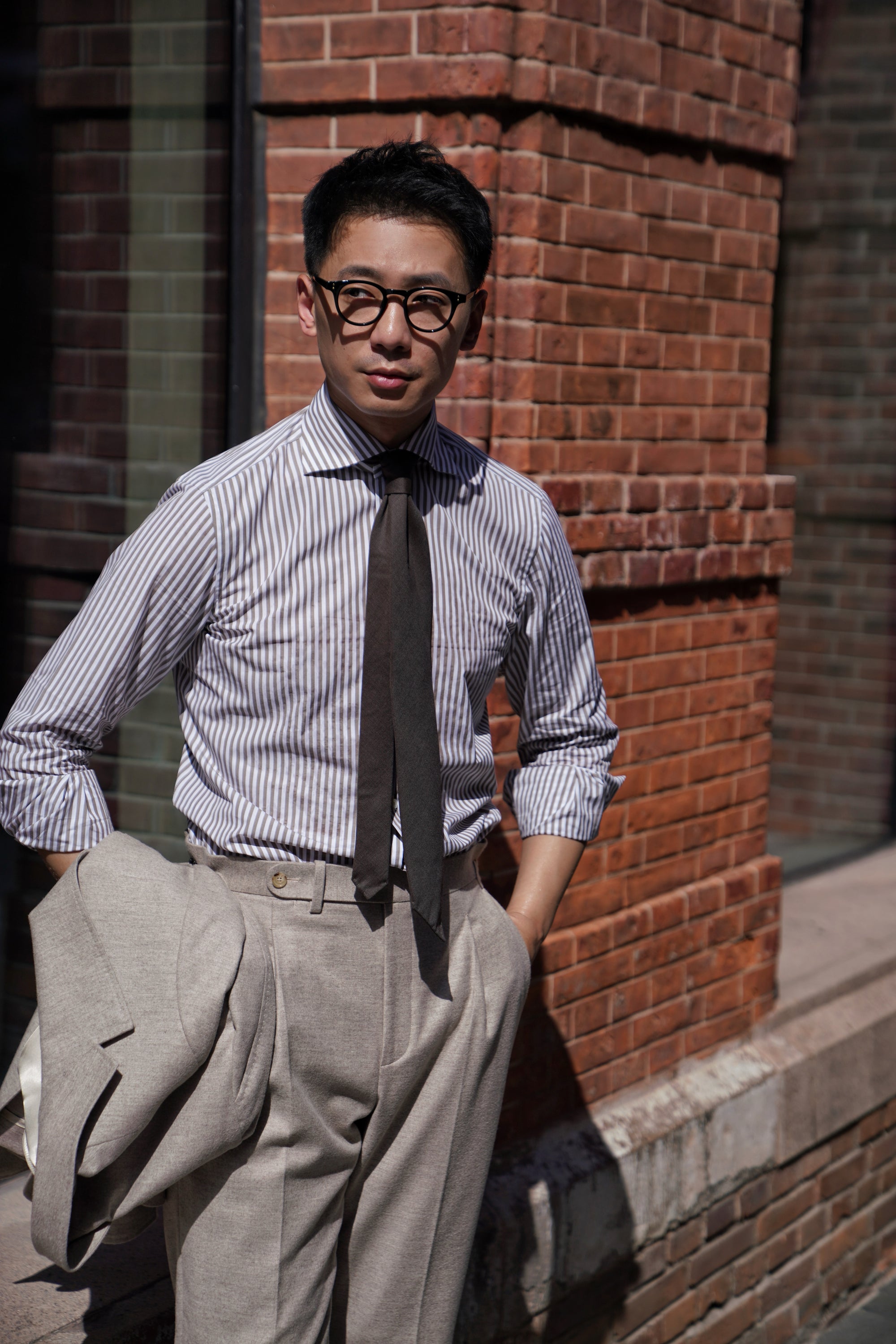 MTO Brown Stripe Poplin Shirt