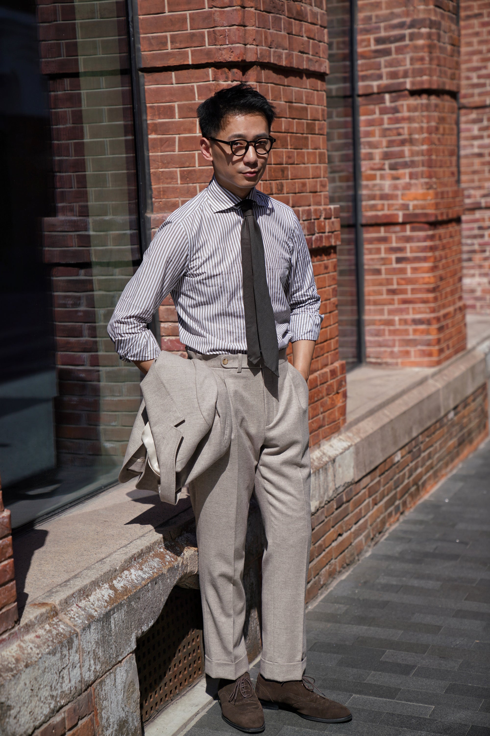 MTO Brown Stripe Poplin Shirt