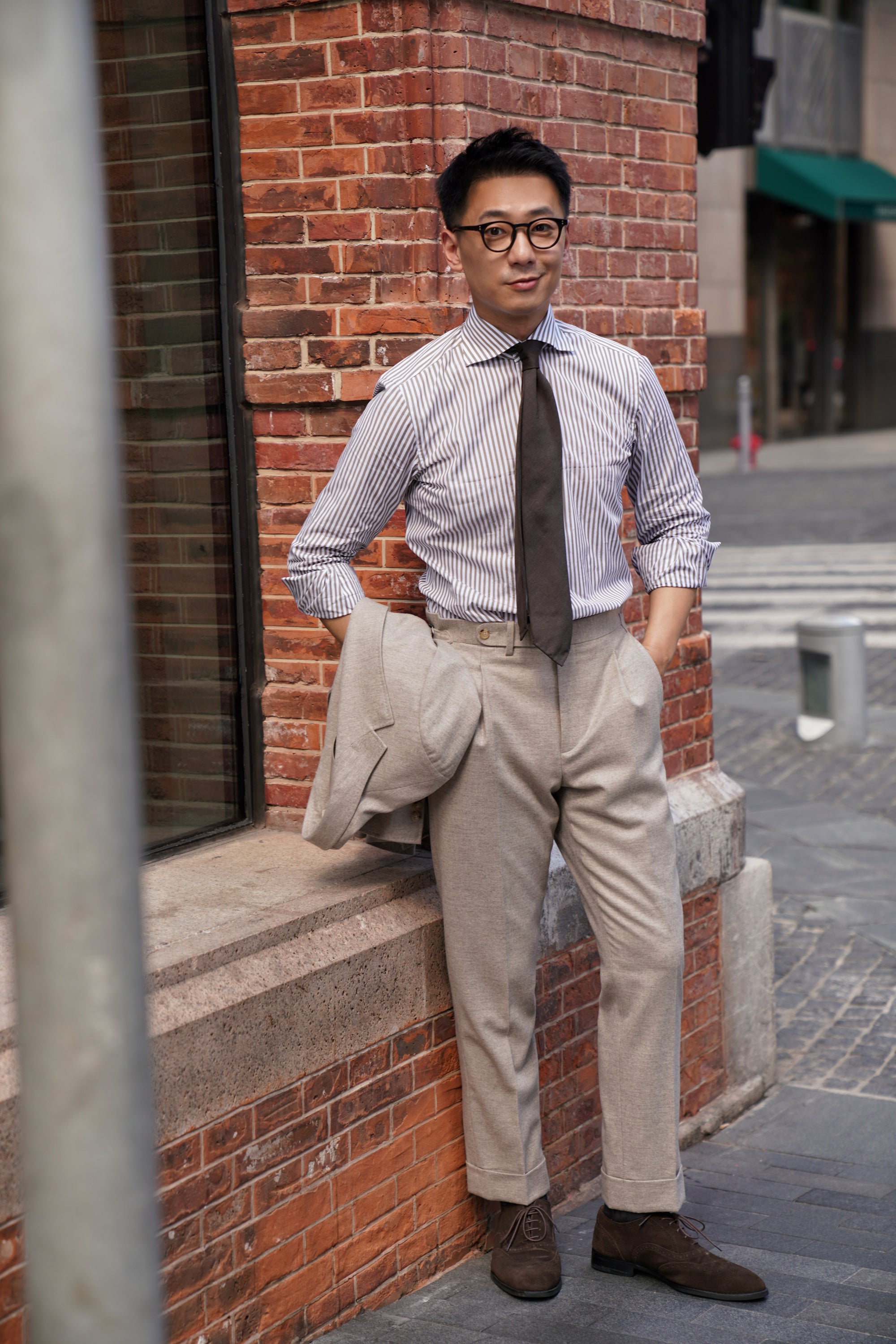 MTO Brown Stripe Poplin Shirt