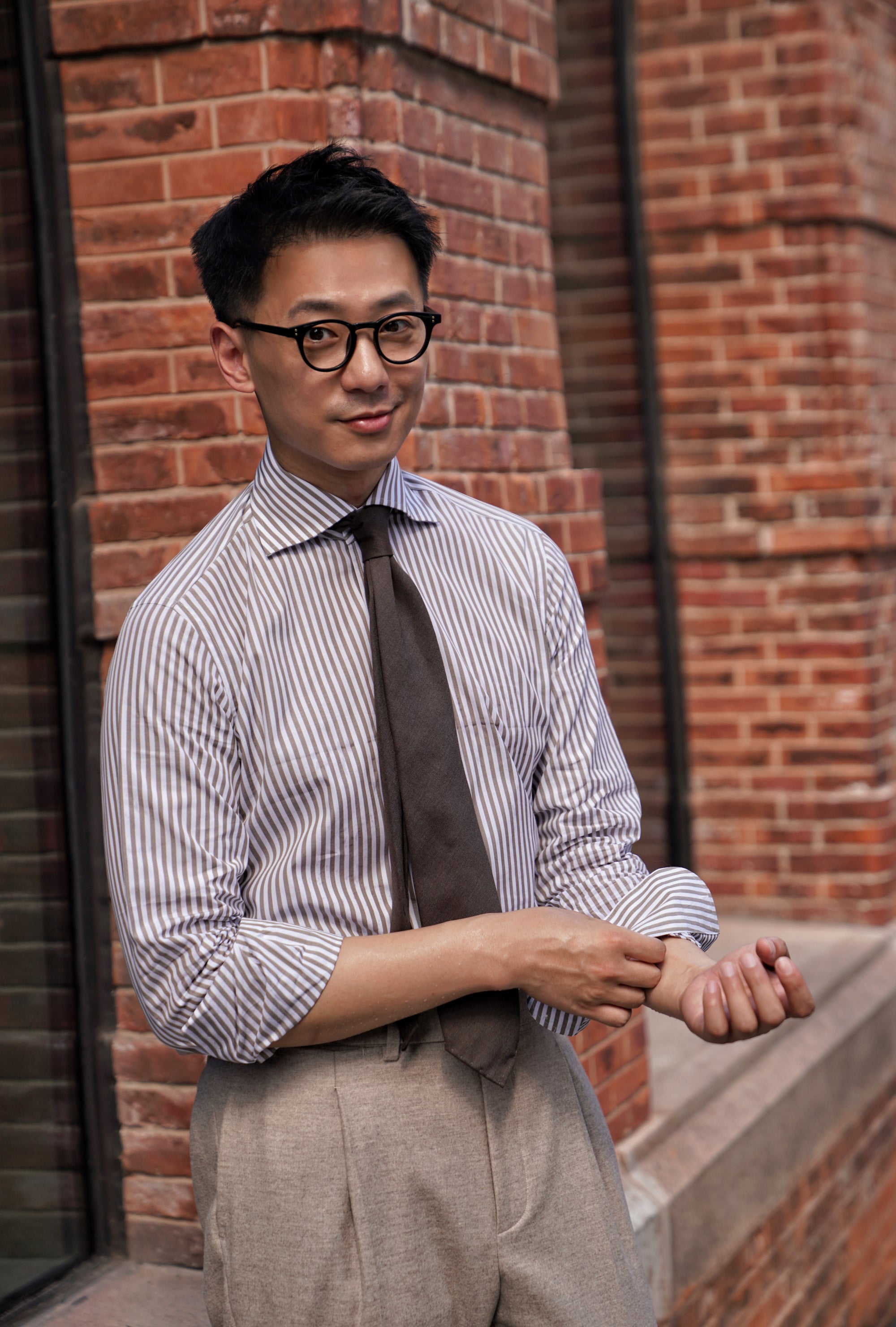 MTO Brown Stripe Poplin Shirt