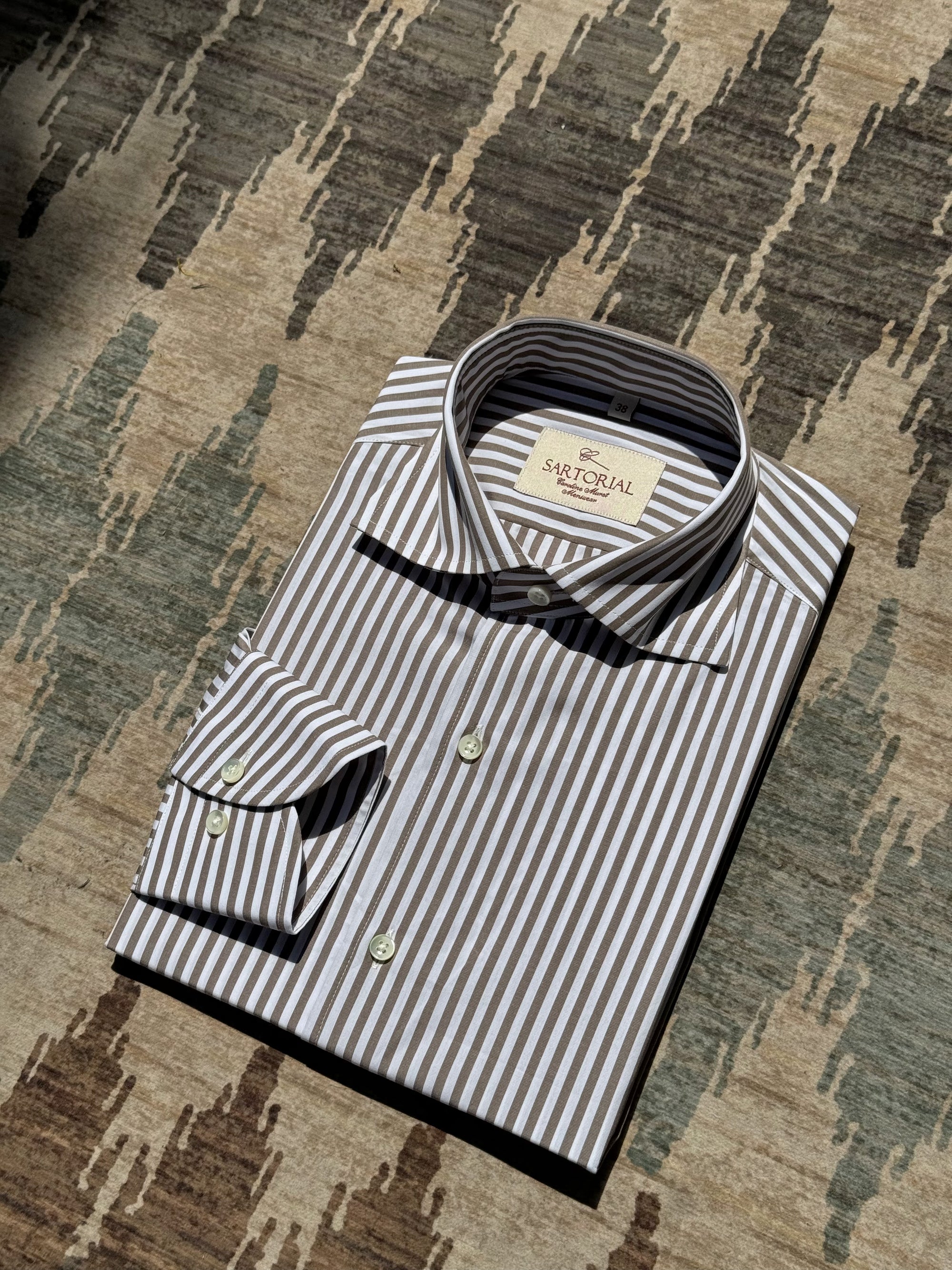 MTO Brown Stripe Poplin Shirt