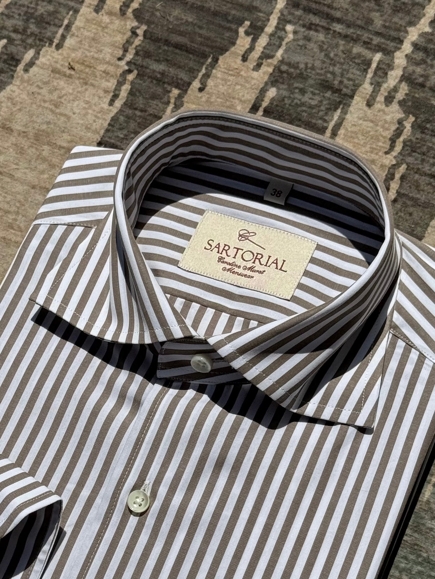 MTO Brown Stripe Poplin Shirt