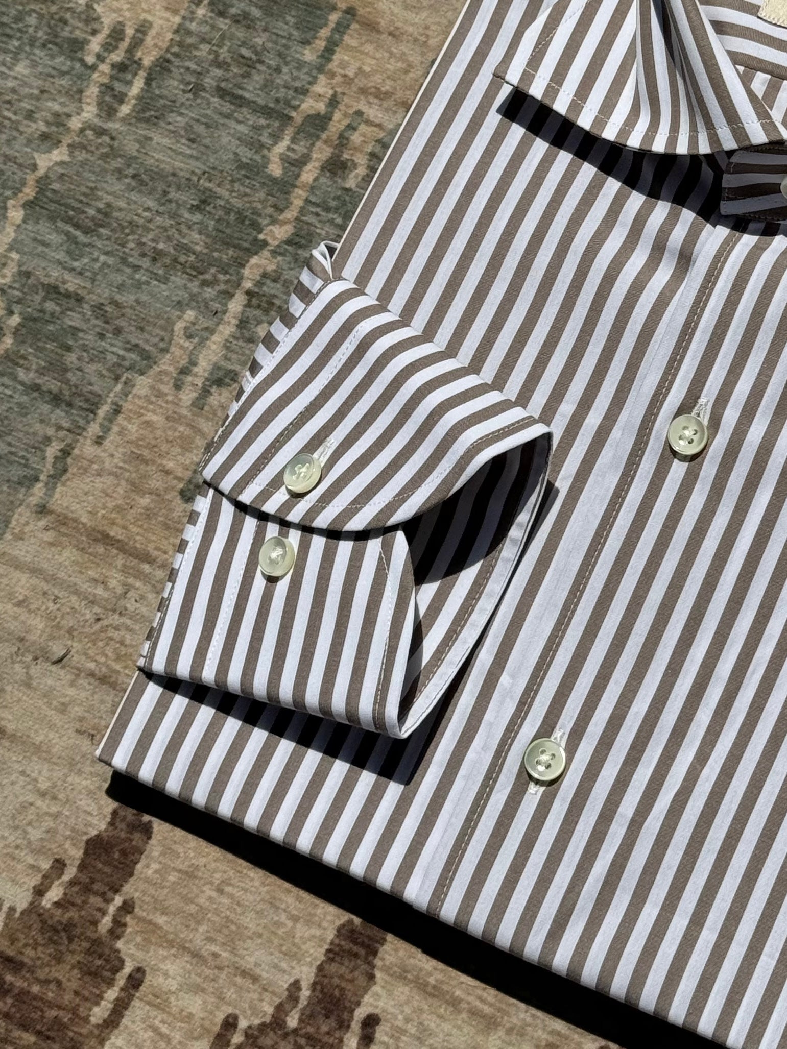 MTO Brown Stripe Poplin Shirt
