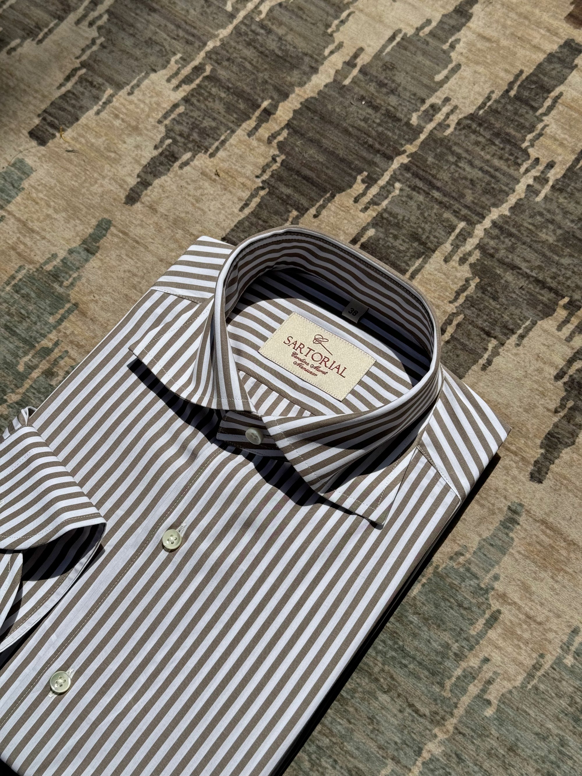 MTO Brown Stripe Poplin Shirt