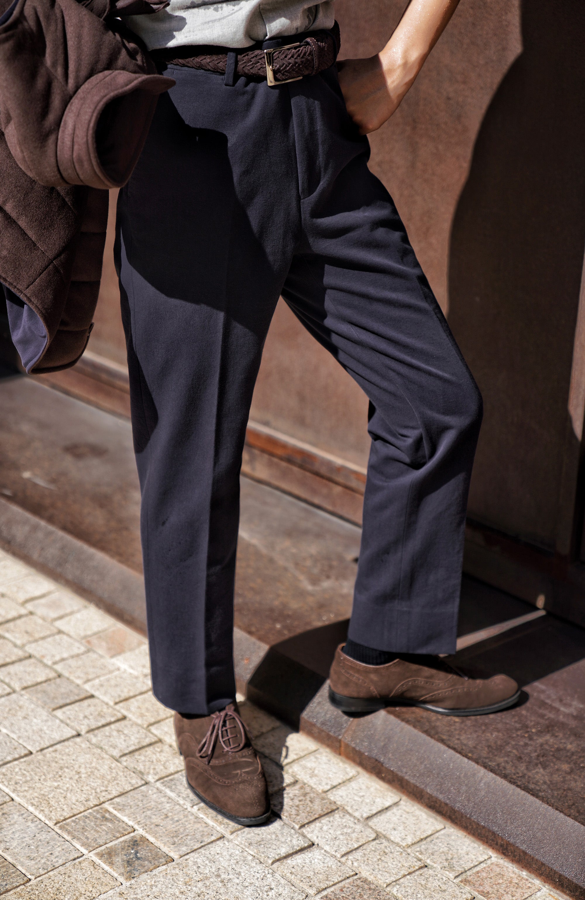 Navy Pima Cotton Trousers