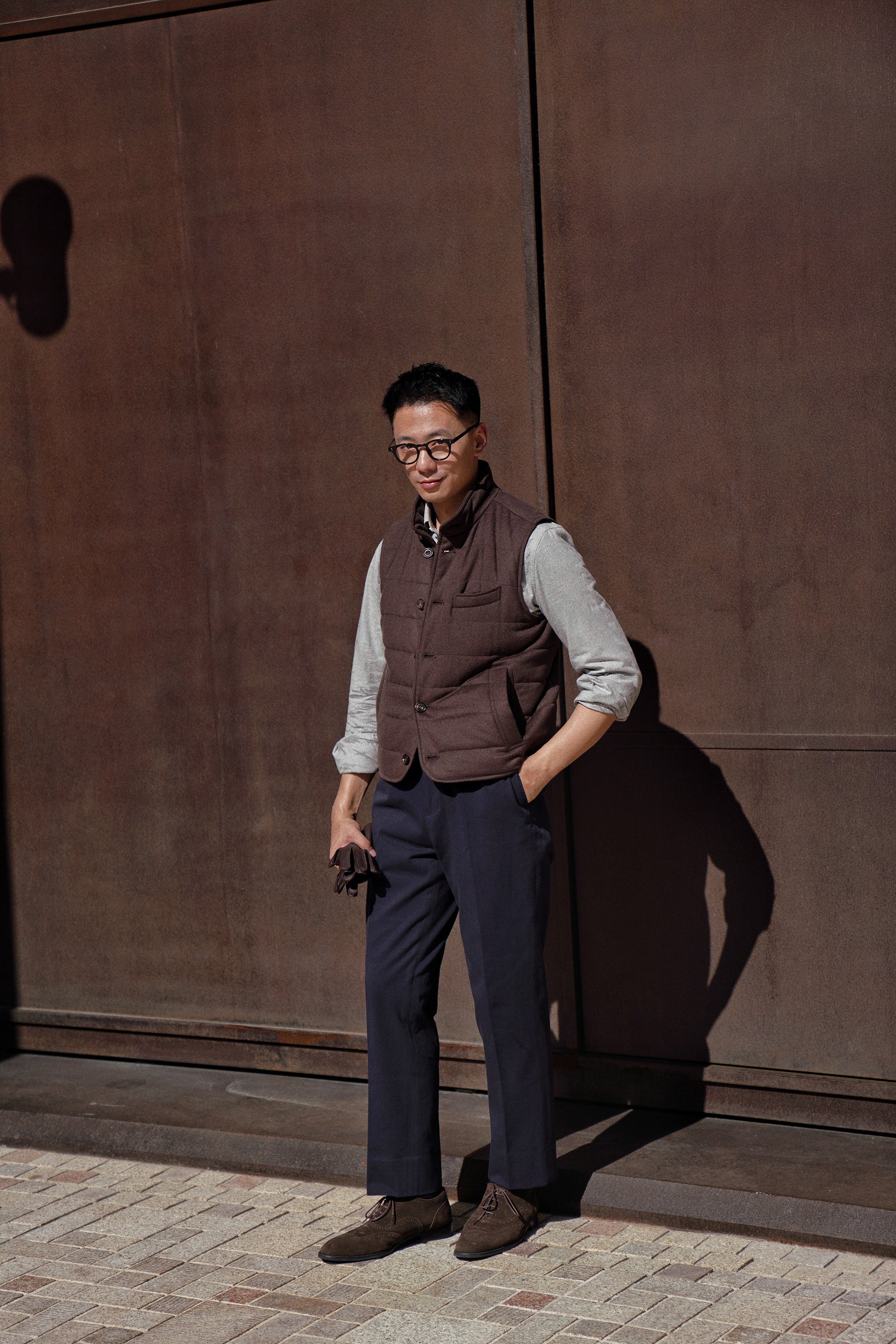 Navy Pima Cotton Trousers