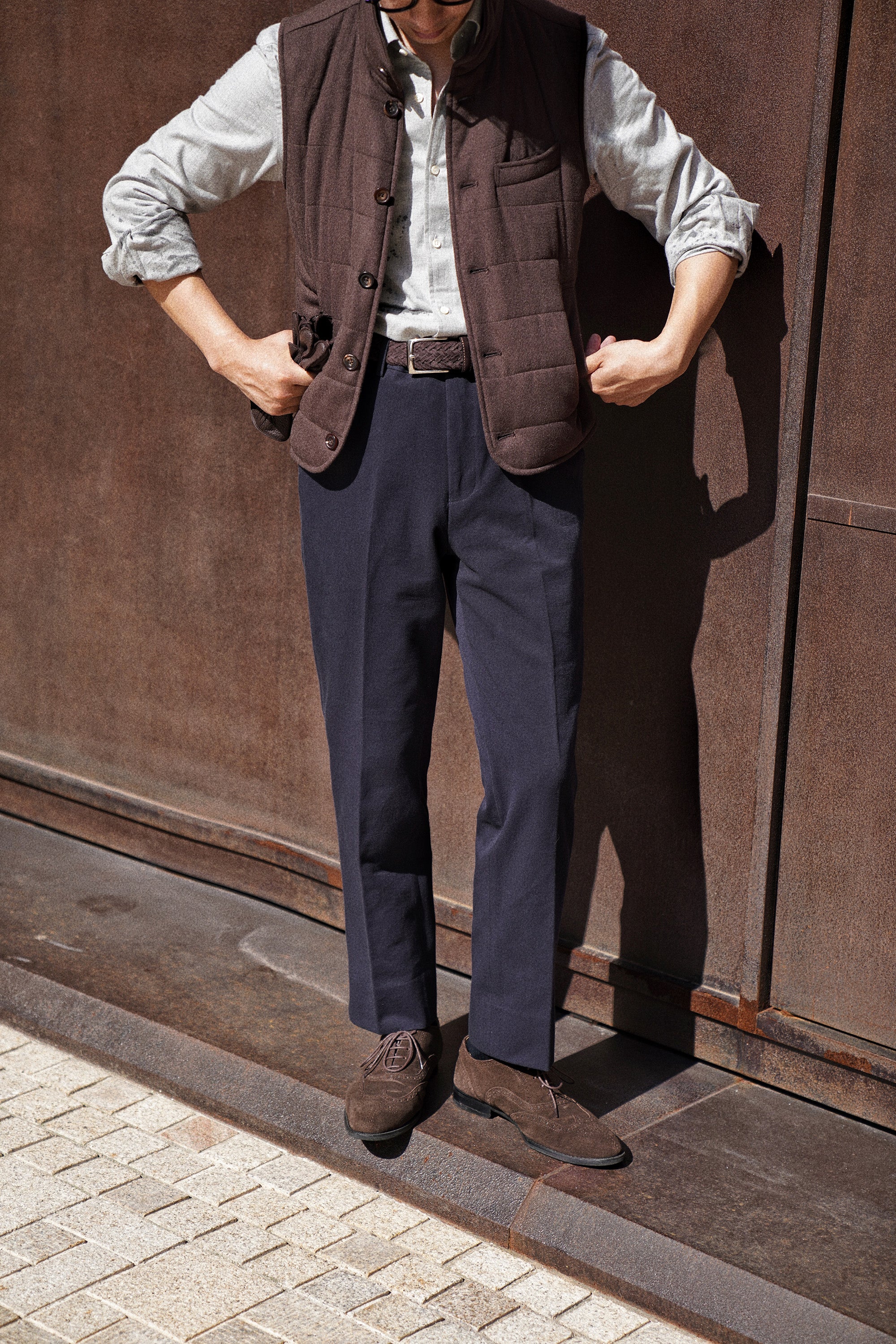 Navy Pima Cotton Trousers