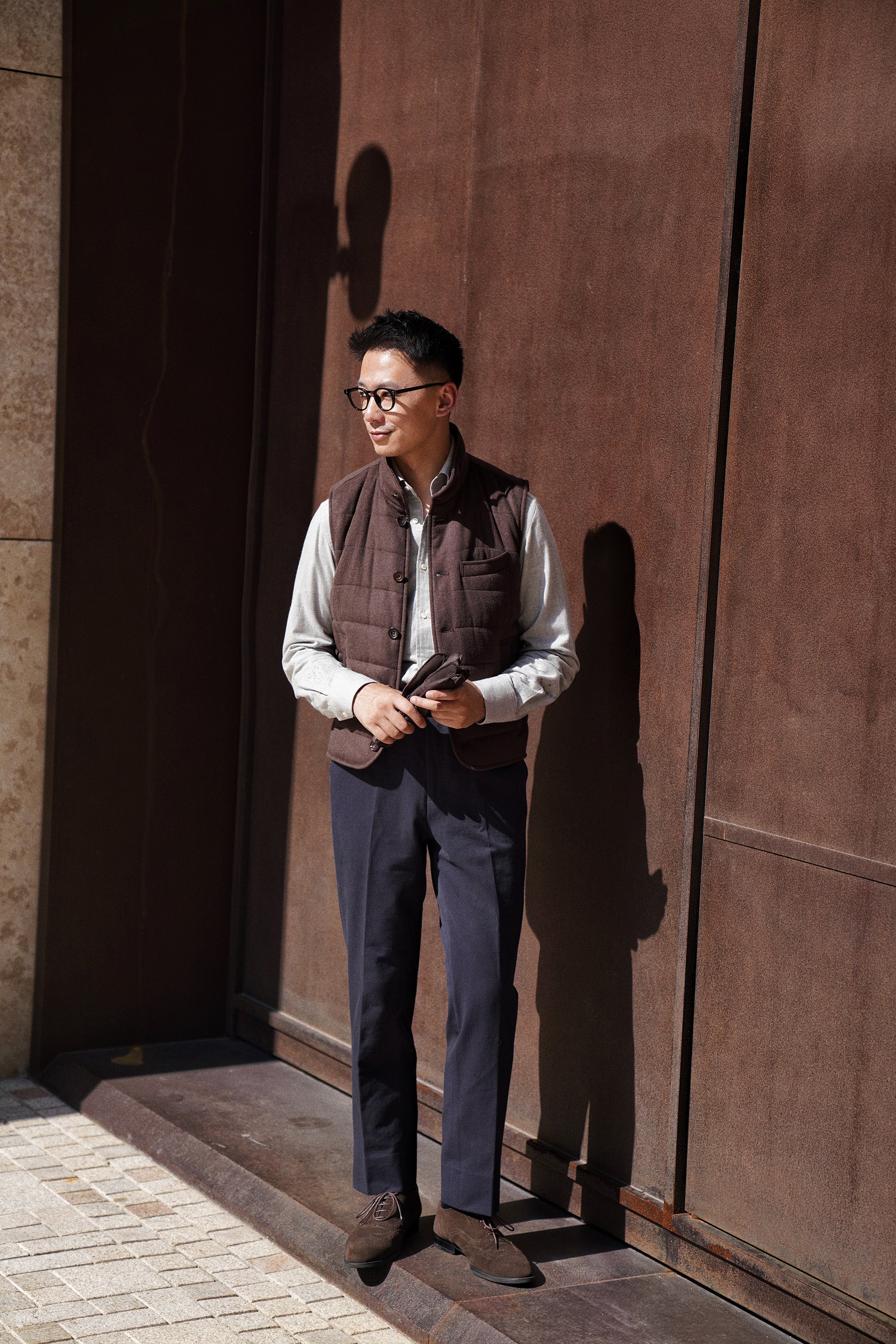 Navy Pima Cotton Trousers